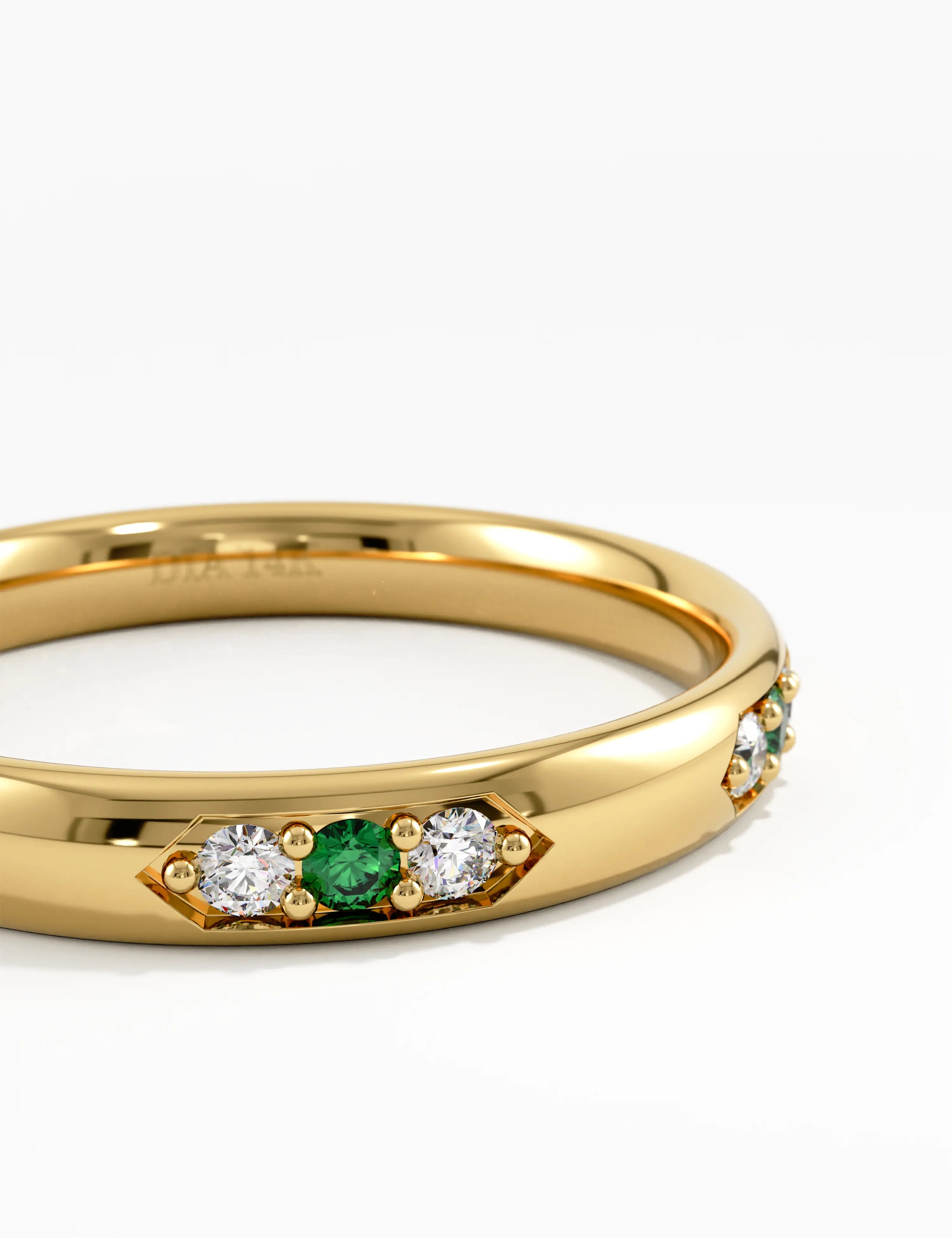 Tiny Emerald Wedding Band