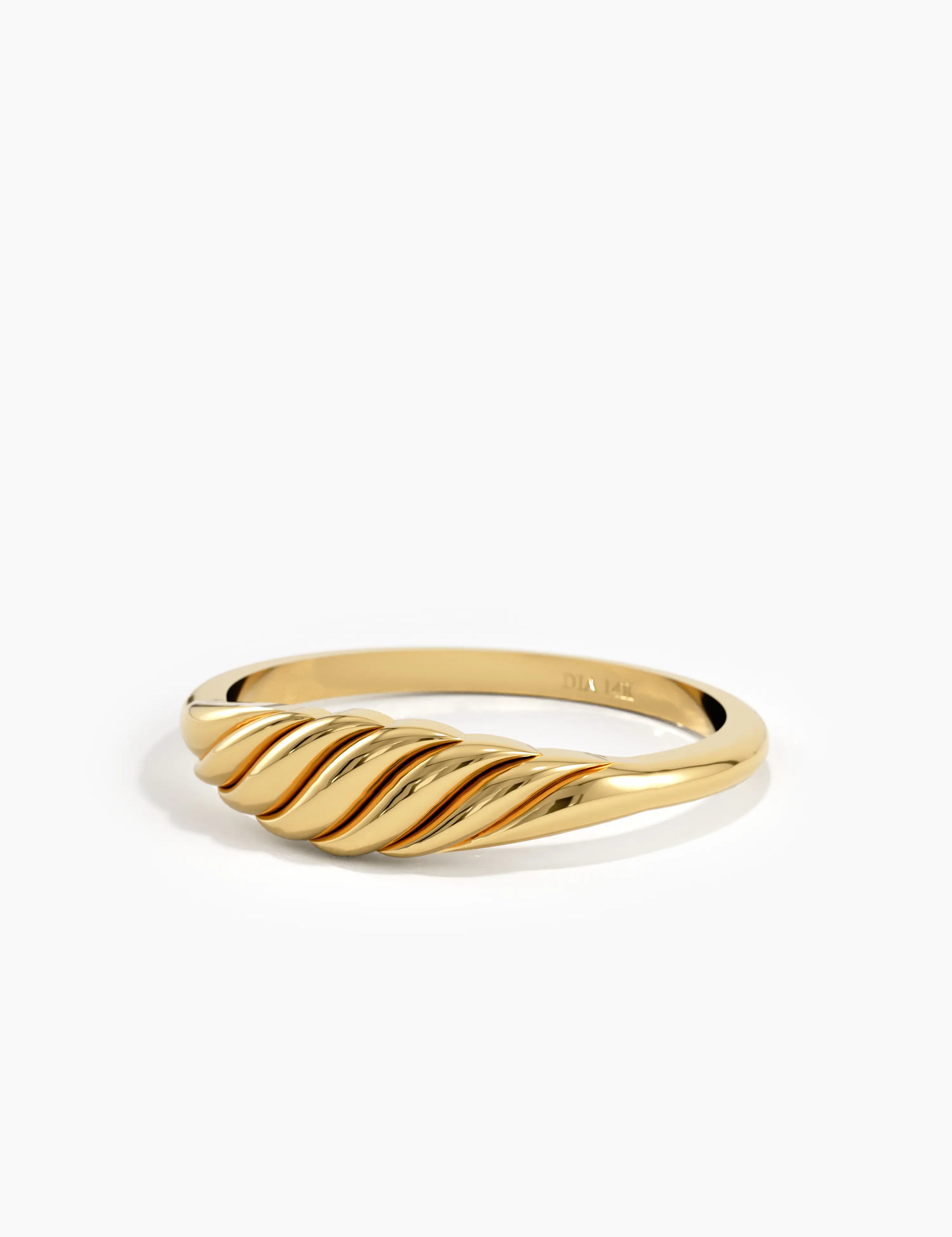 Croissant Pinky Ring, solid gold ring, view 4 | DiaFifth