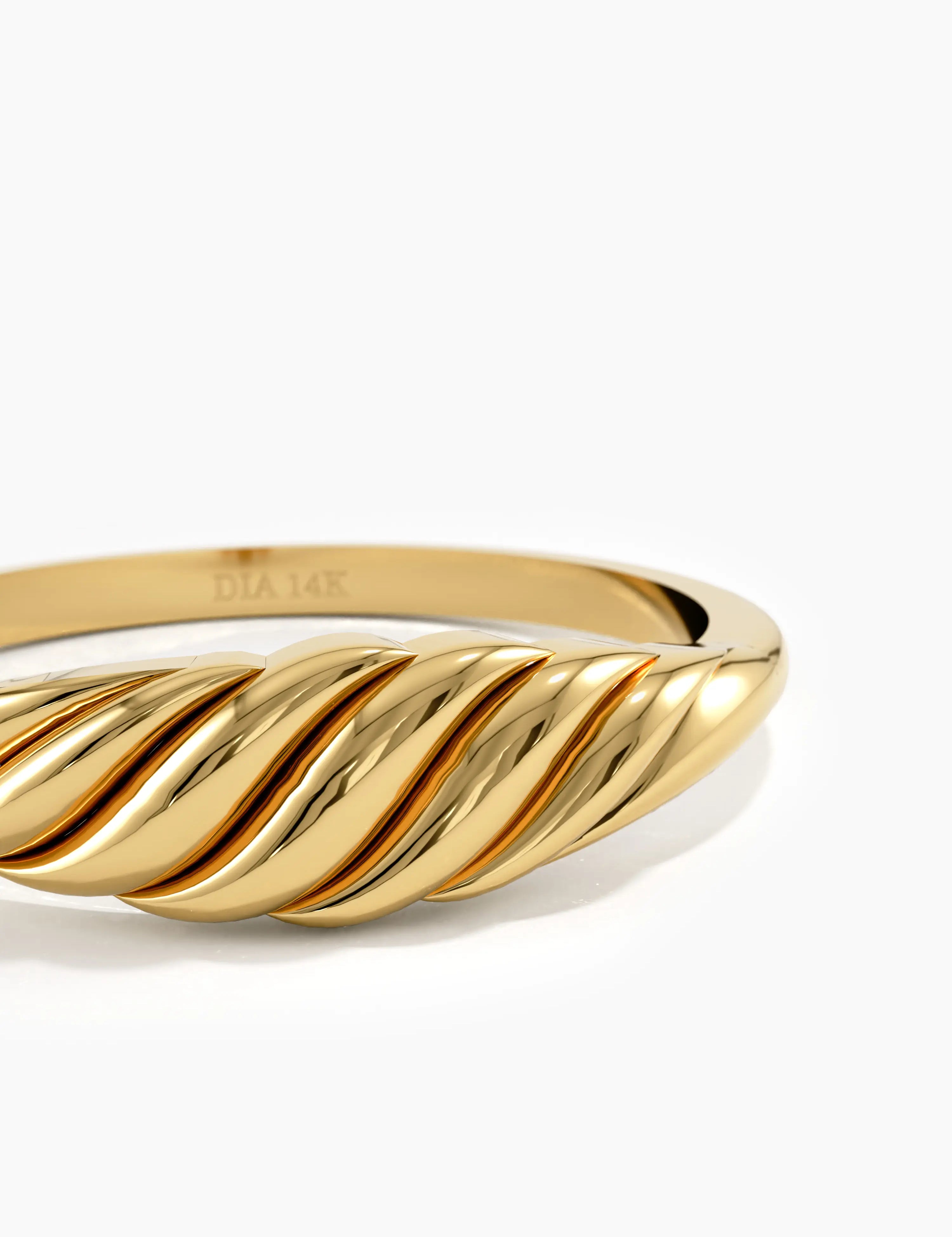 Croissant Pinky Ring, solid gold ring, view 2 | DiaFifth