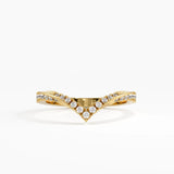 Pave Chevron Curve Ring, solid gold ring | DiaFifth