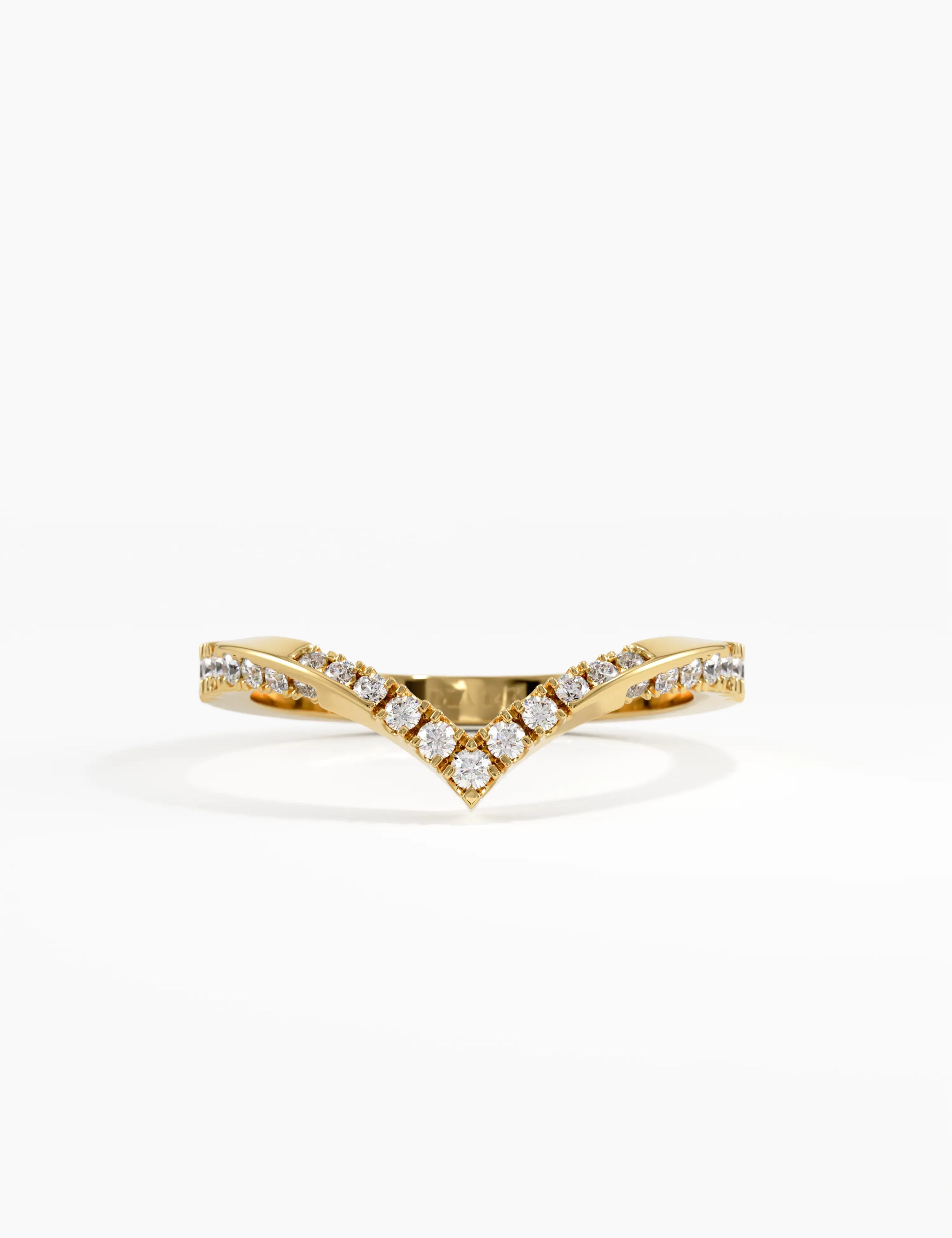 Pave Chevron Curve Ring, solid gold ring | DiaFifth
