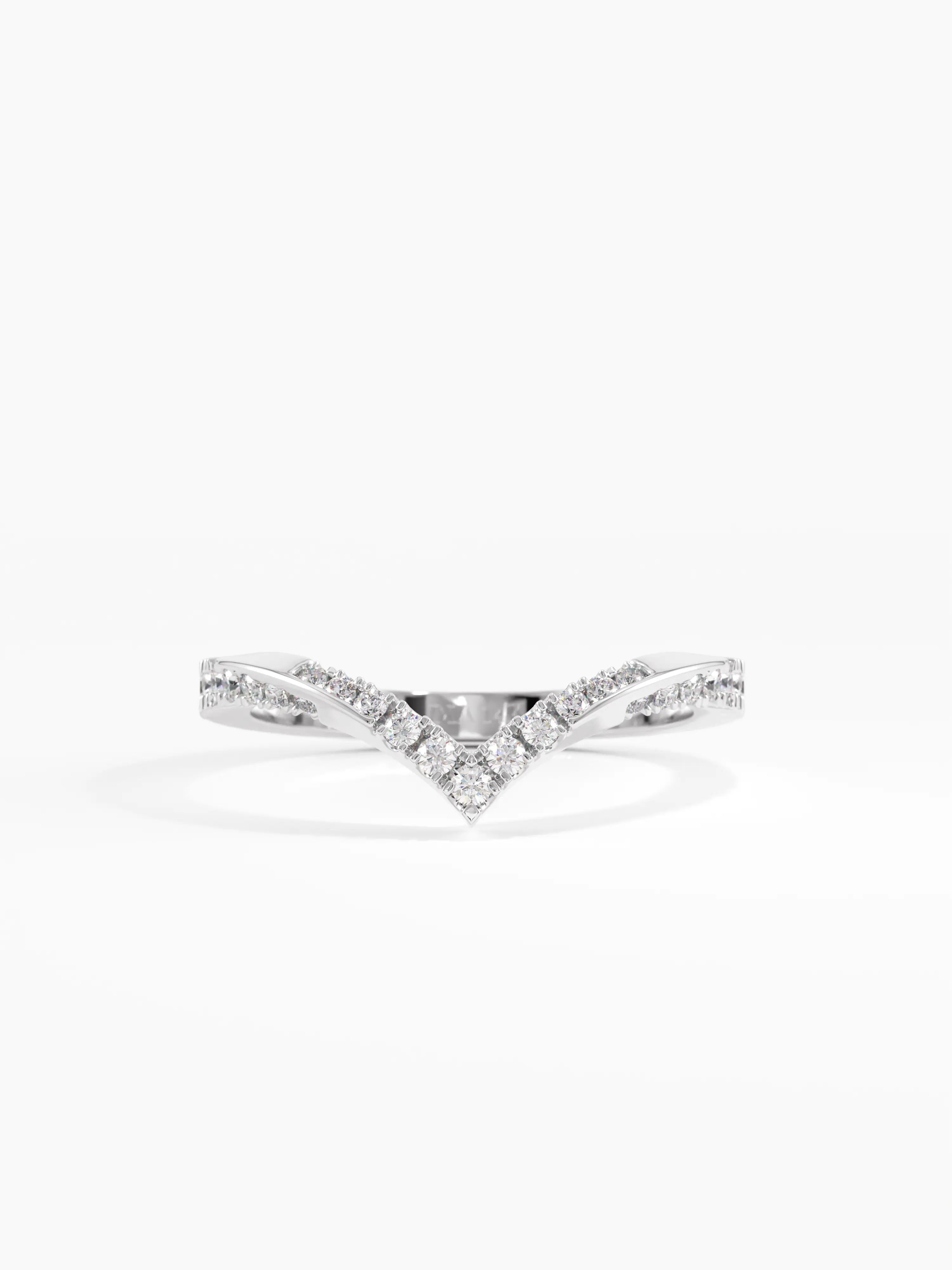 Pave Chevron Curve Ring, solid gold ring, view 7 | DiaFifth