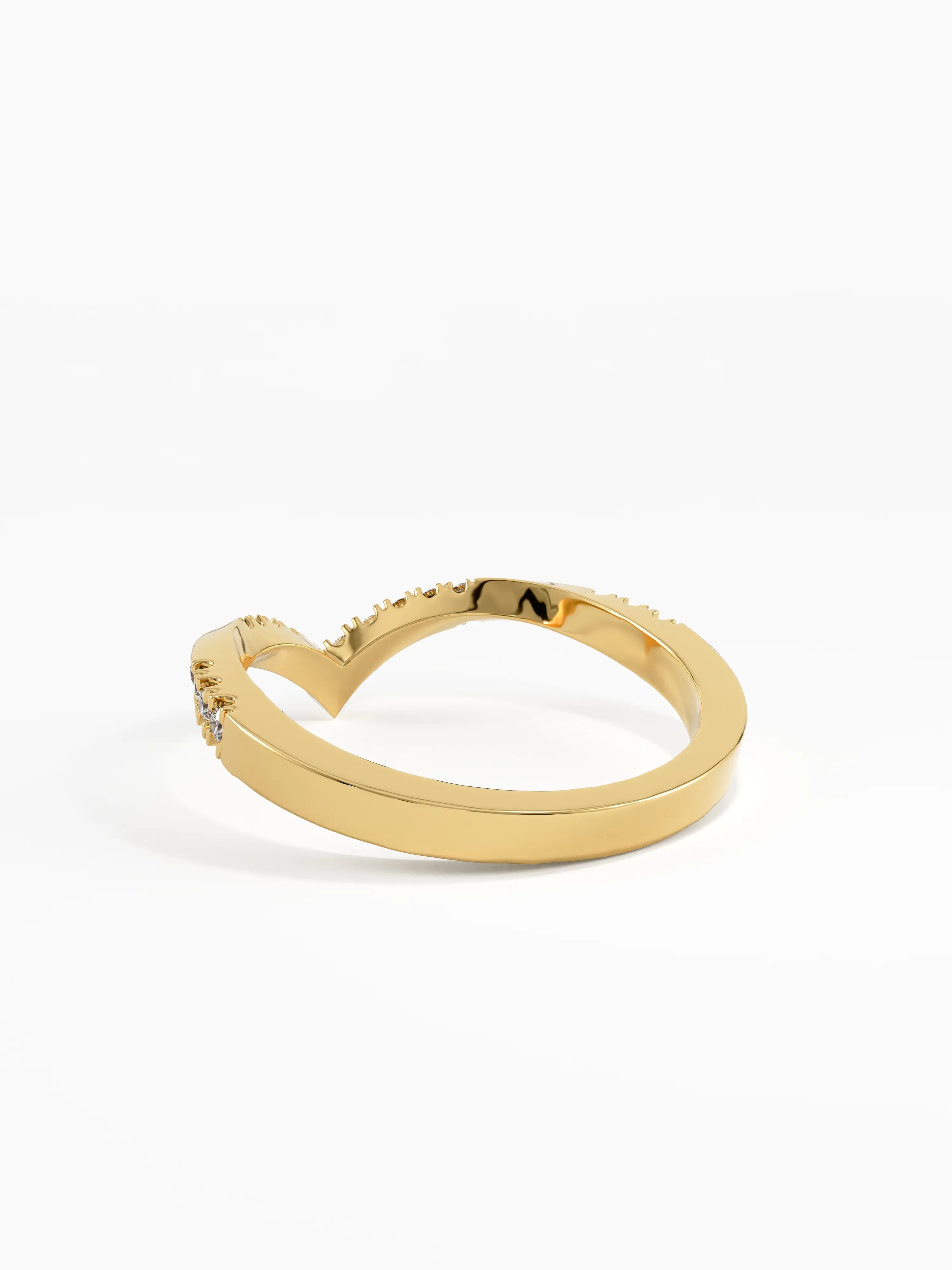 Pave Chevron Curve Ring, solid gold ring, view 4 | DiaFifth
