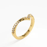 Pave Chevron Curve Ring, solid gold ring, view 5 | DiaFifth