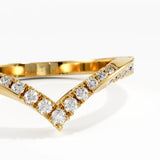 Pave Chevron Curve Ring, solid gold ring, view 2 | DiaFifth