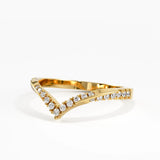 Pave Chevron Curve Ring, solid gold ring, view 8 | DiaFifth