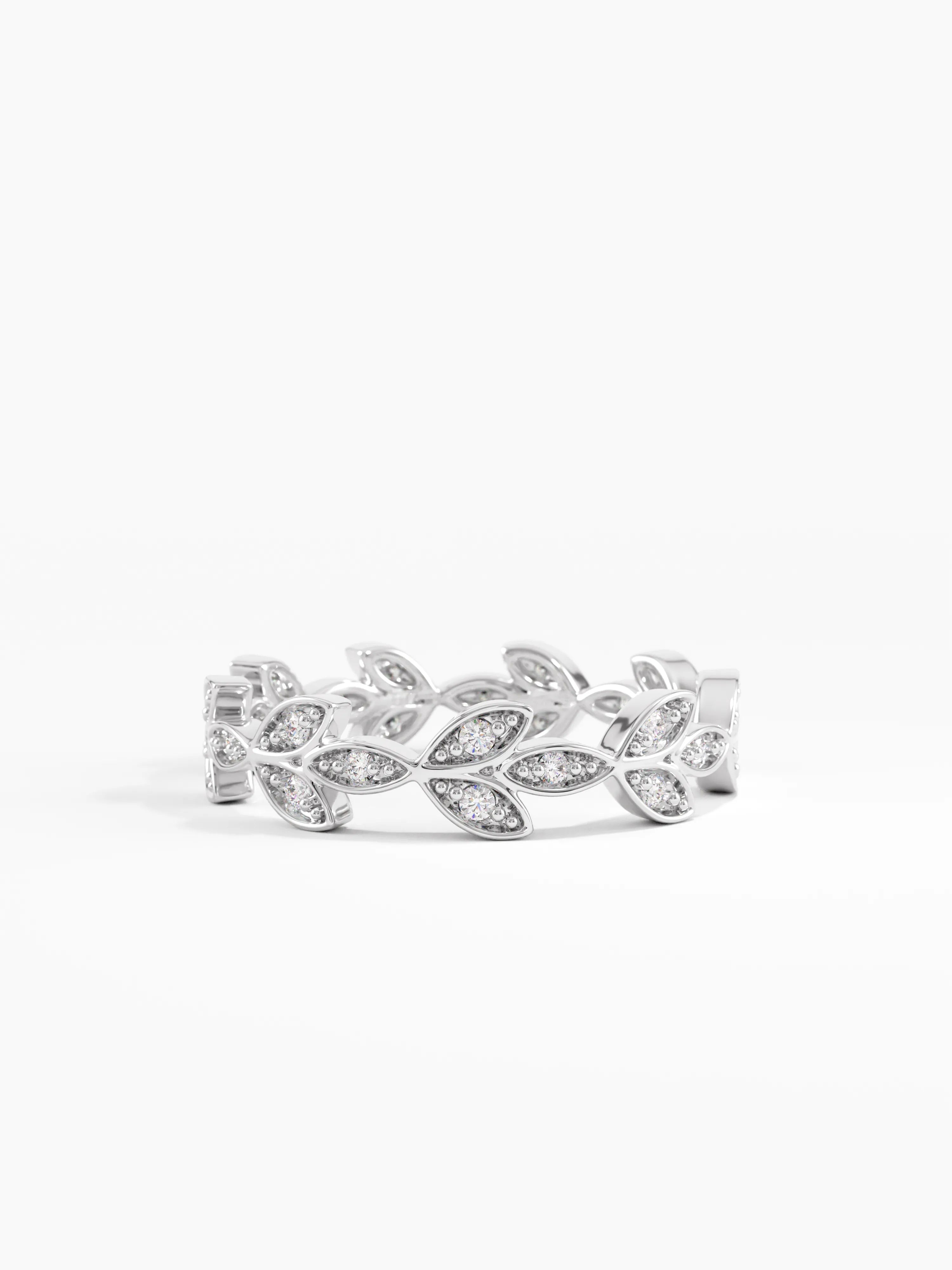 Leaf Wedding Ring, solid gold ring, view 6 | DiaFifth