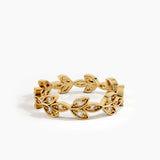 Leaf Wedding Ring, solid gold ring, view 4 | DiaFifth