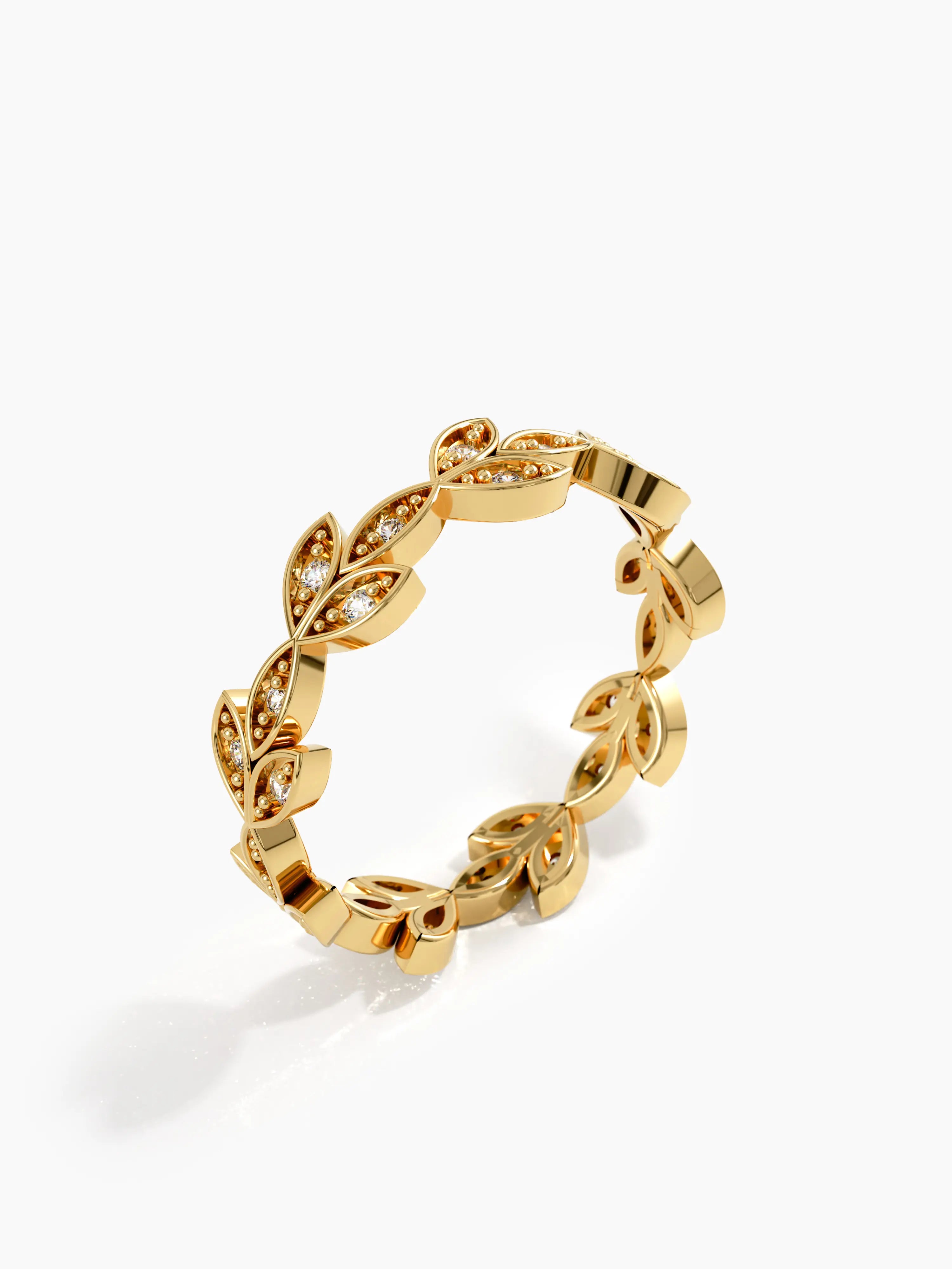 Leaf Wedding Ring, solid gold ring, view 5 | DiaFifth