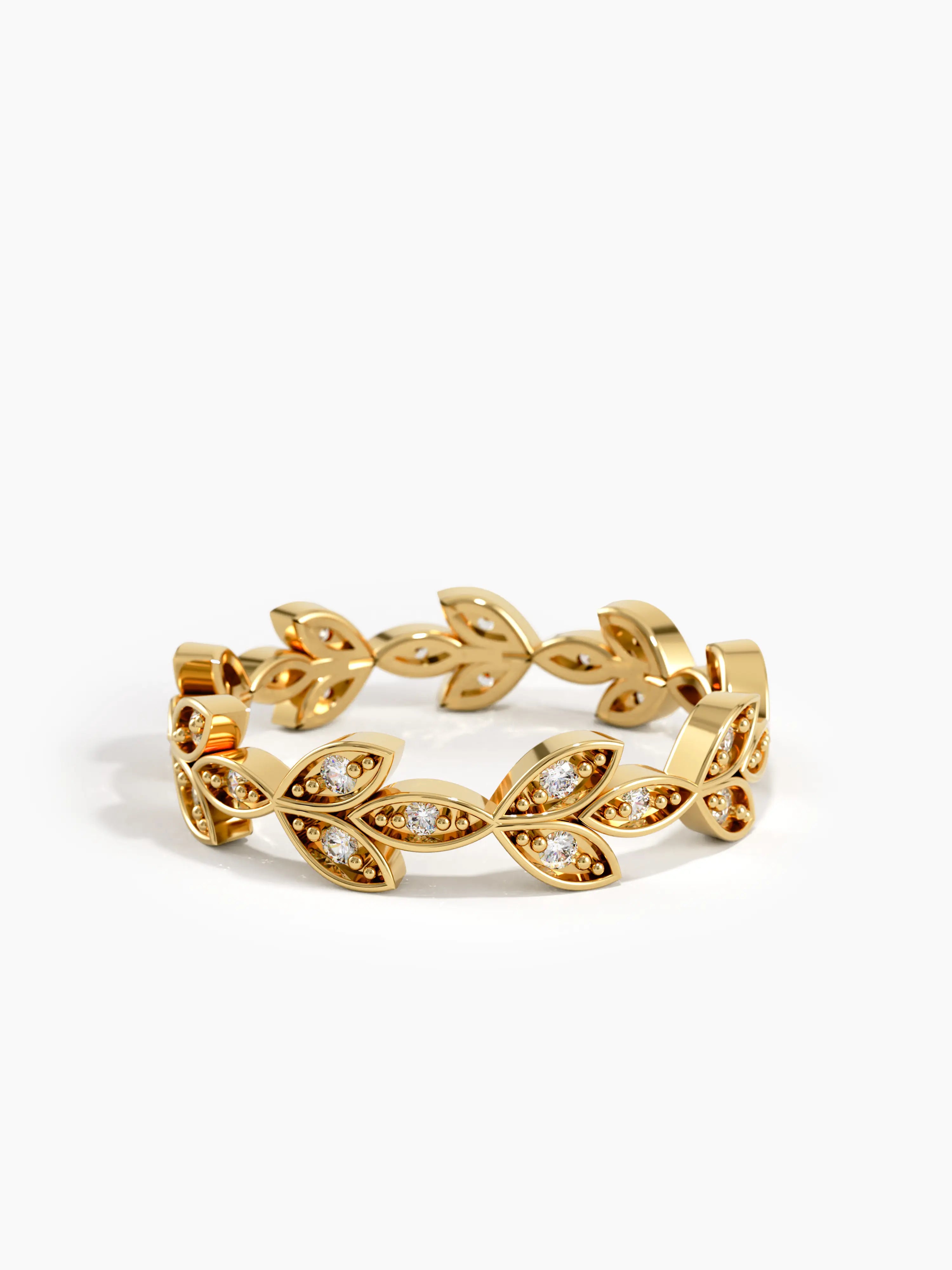 Leaf Wedding Ring, solid gold ring, view 8 | DiaFifth