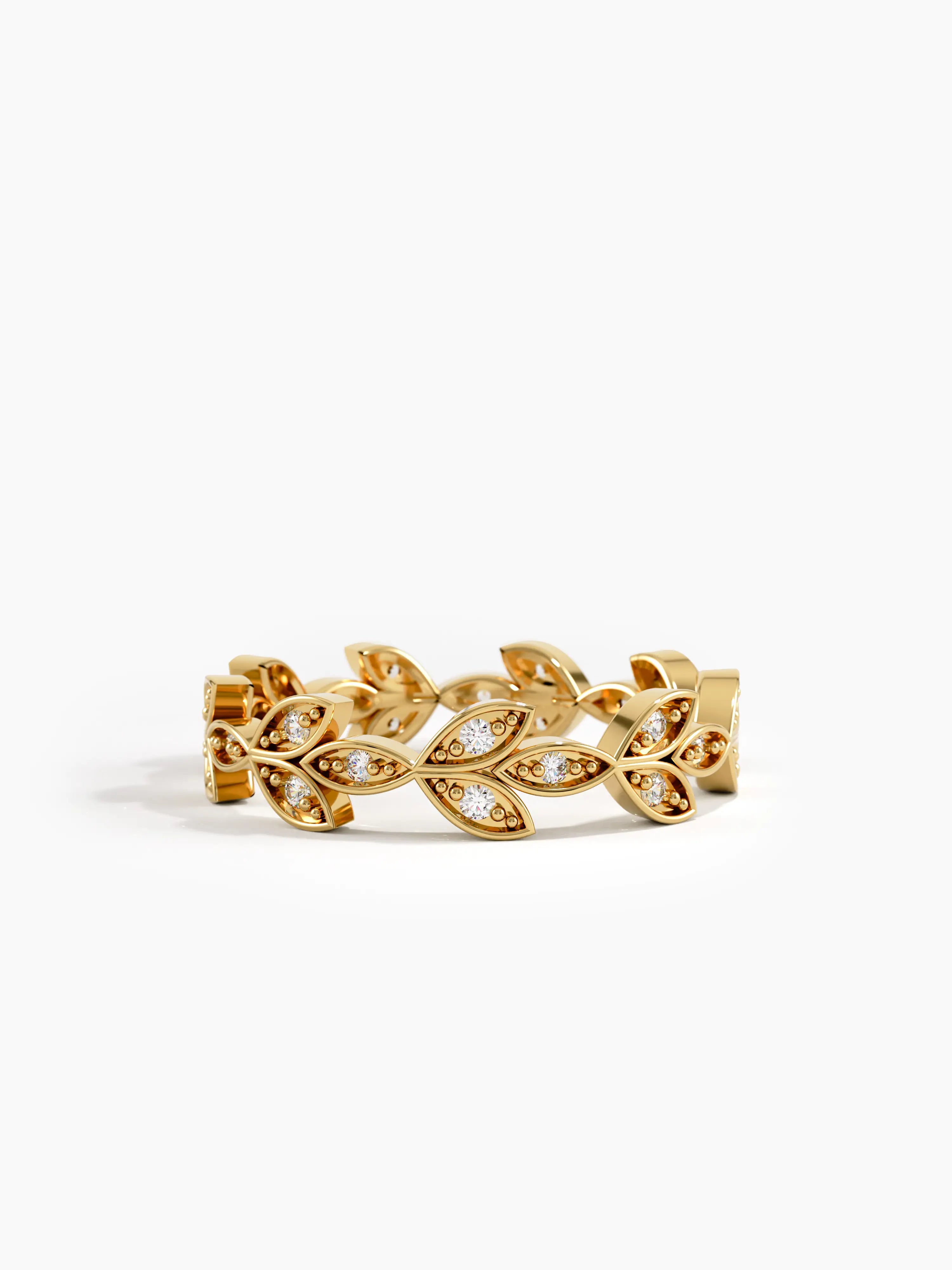 Leaf Wedding Ring, solid gold ring | DiaFifth