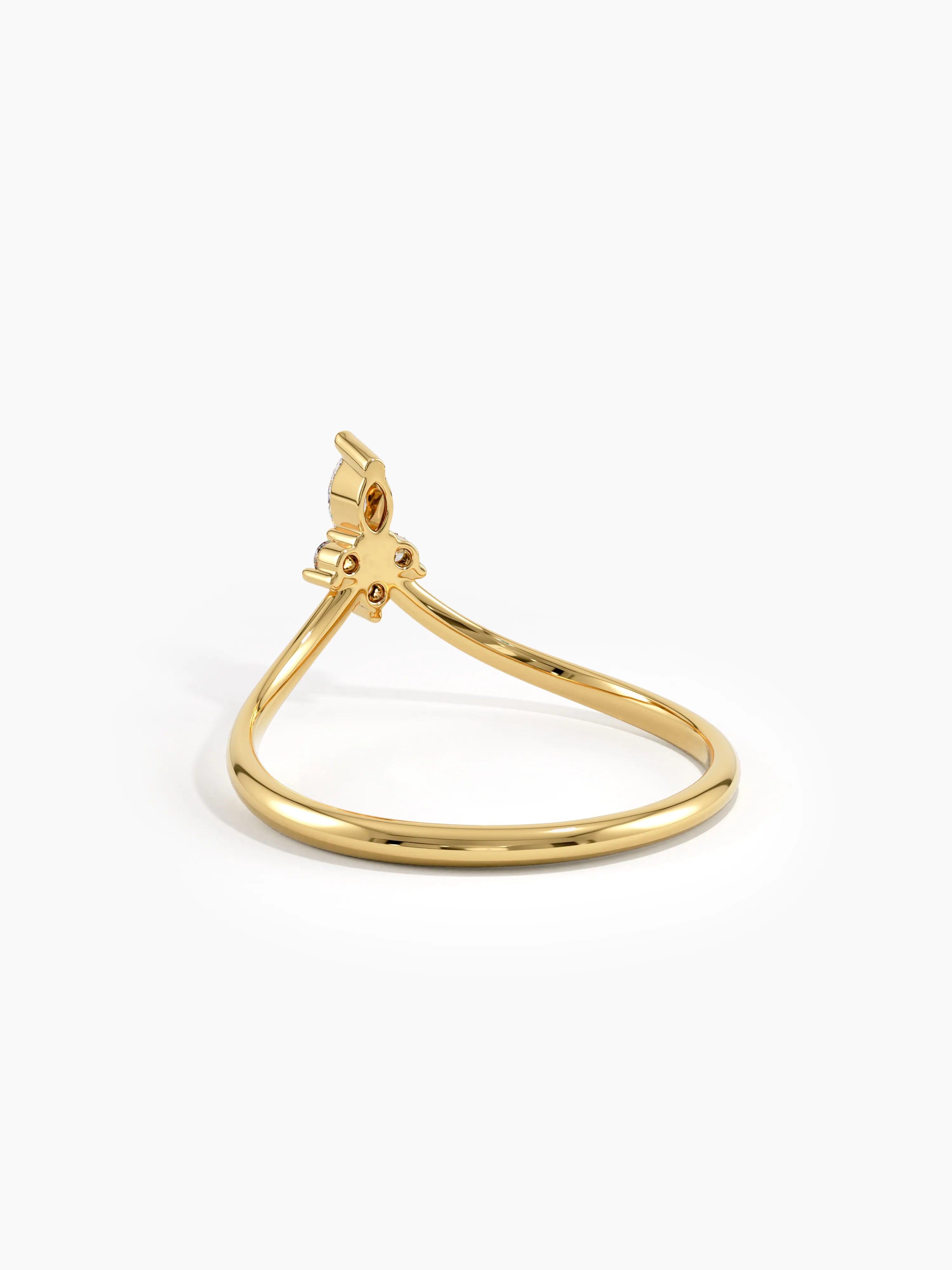 Tiny Tiara Curve Ring, solid gold ring, view 8 | DiaFifth