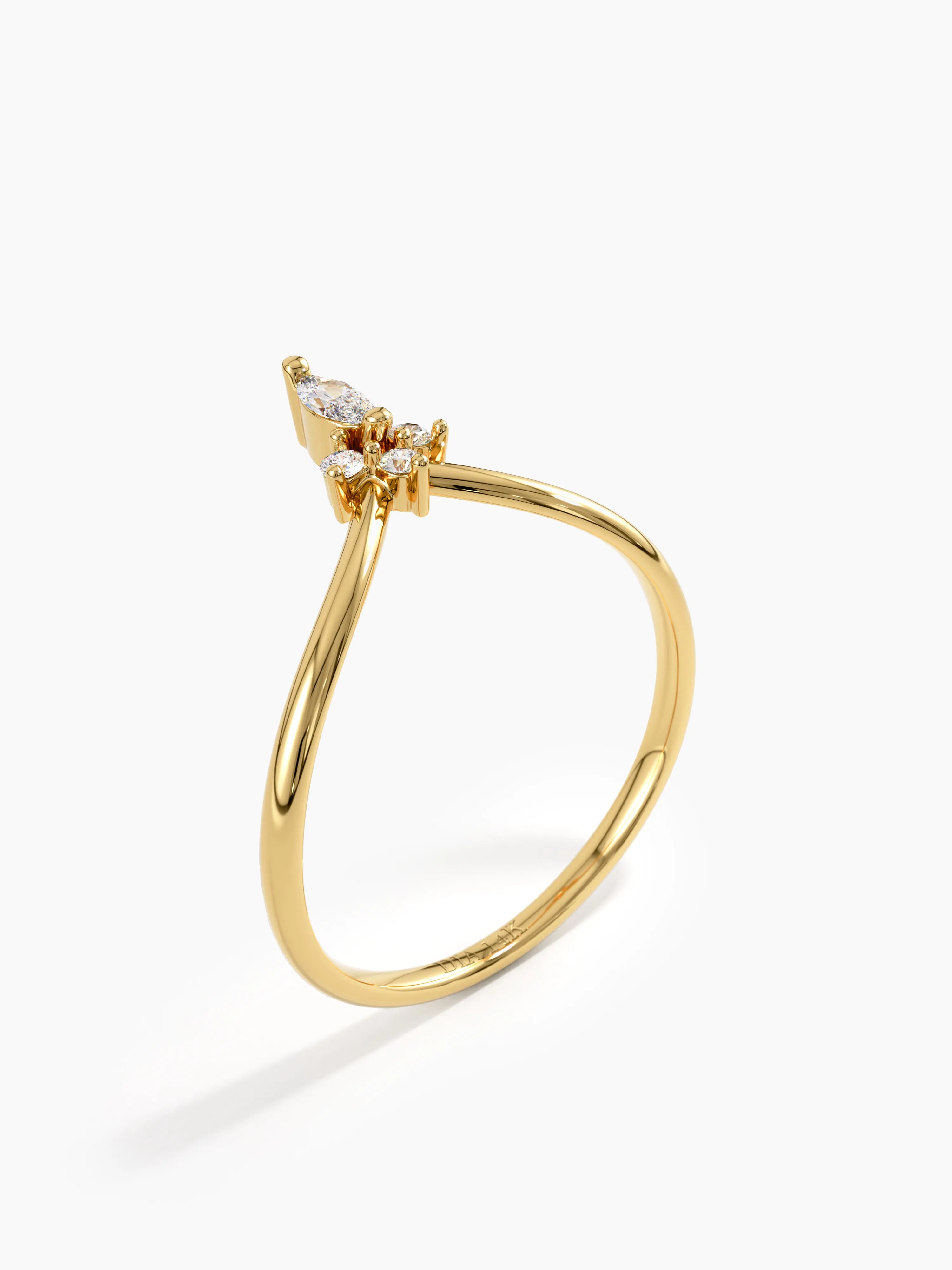 Tiny Tiara Curve Ring, solid gold ring, view 5 | DiaFifth