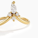 Tiny Tiara Curve Ring, solid gold ring, view 2 | DiaFifth