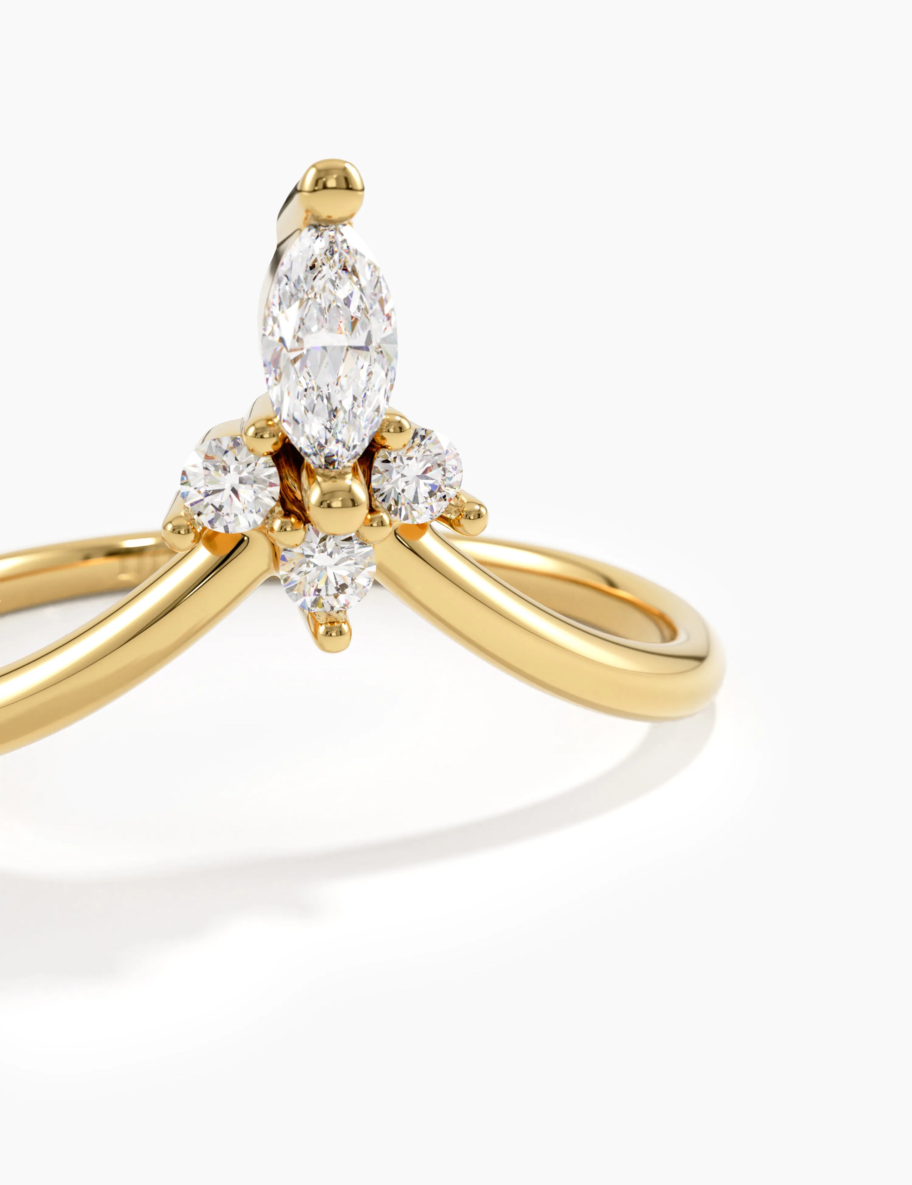 Tiny Tiara Curve Ring, solid gold ring, view 2 | DiaFifth