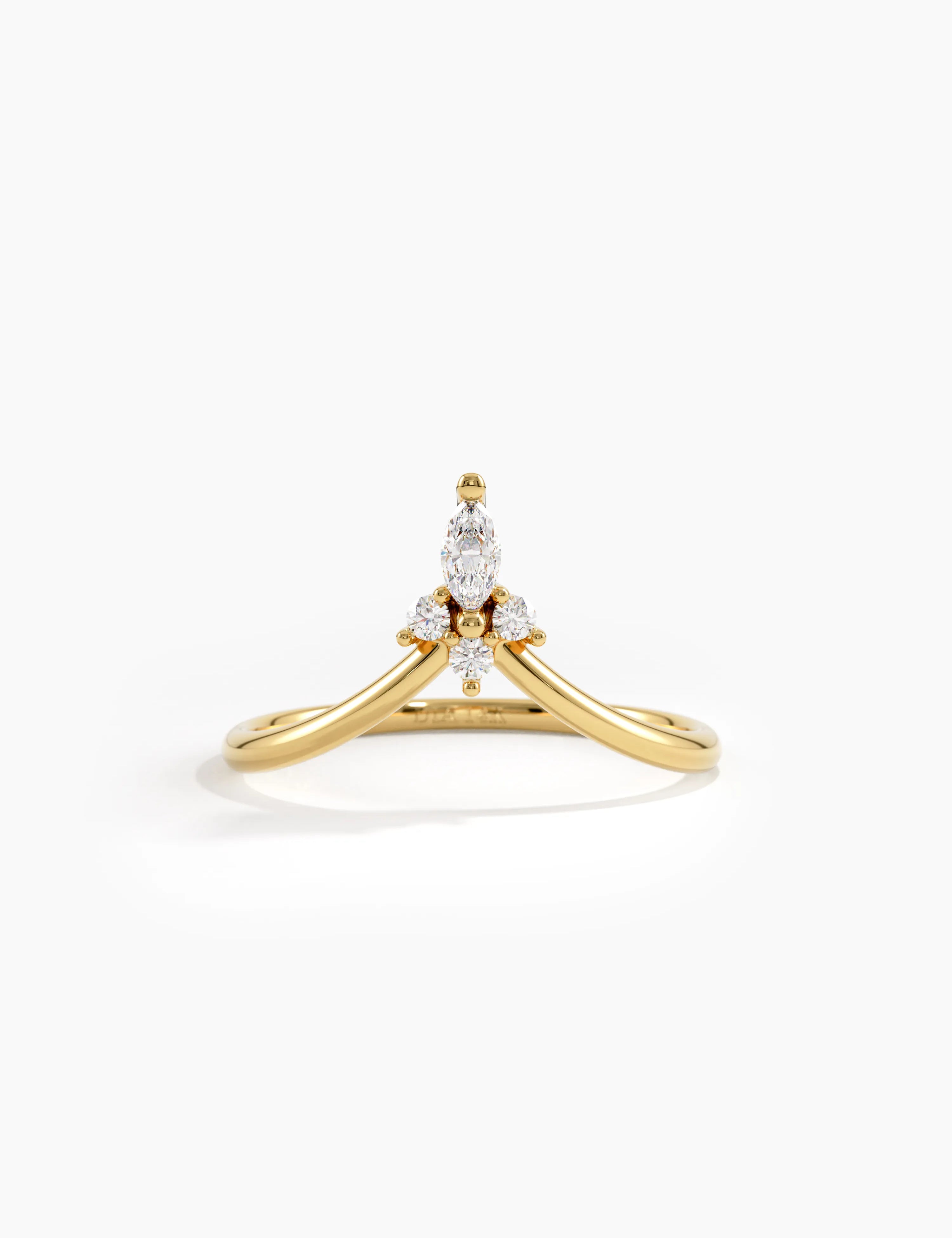 Tiny Tiara Curve Ring, solid gold ring | DiaFifth