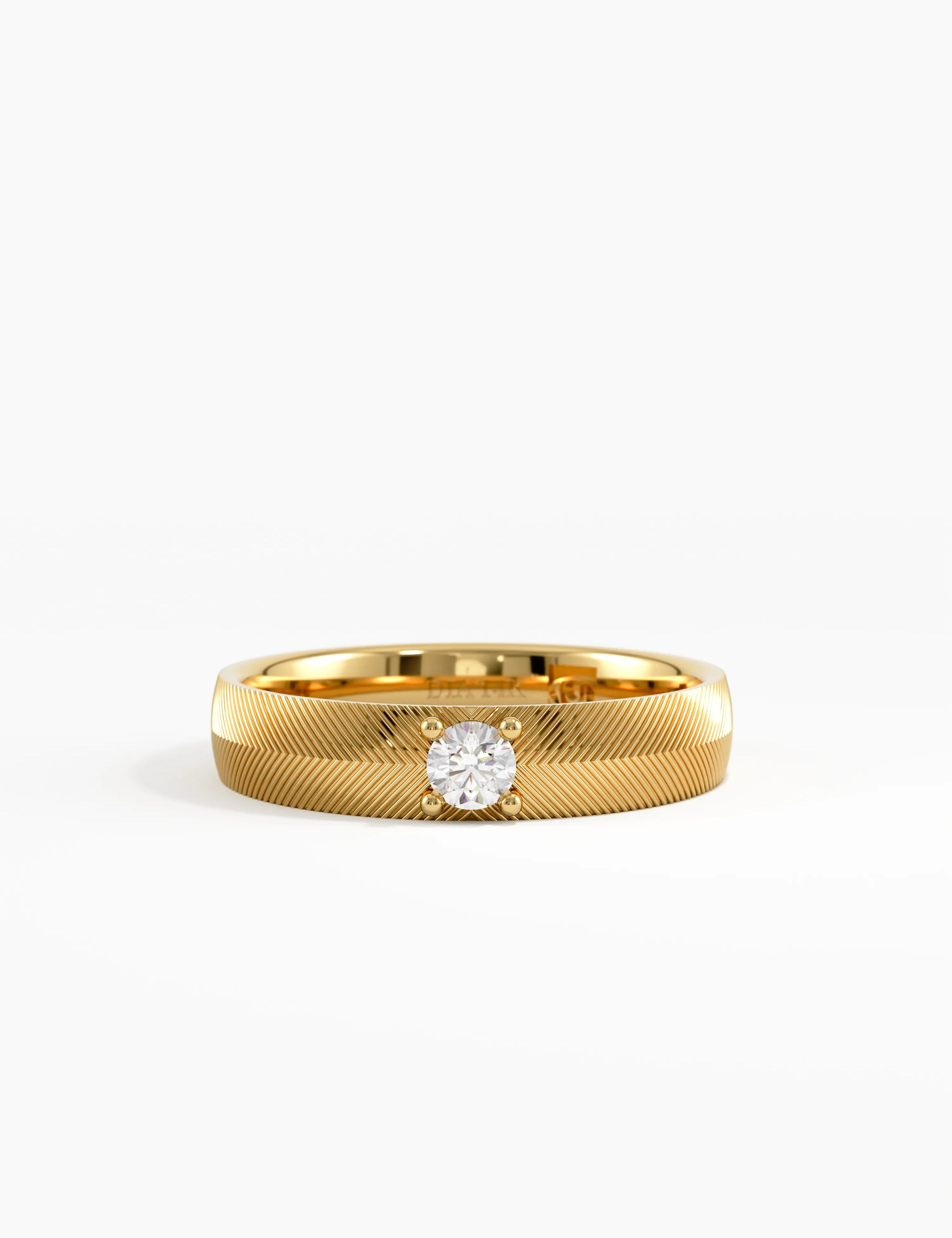 Textured Wedding Band, solid gold ring | DiaFifth