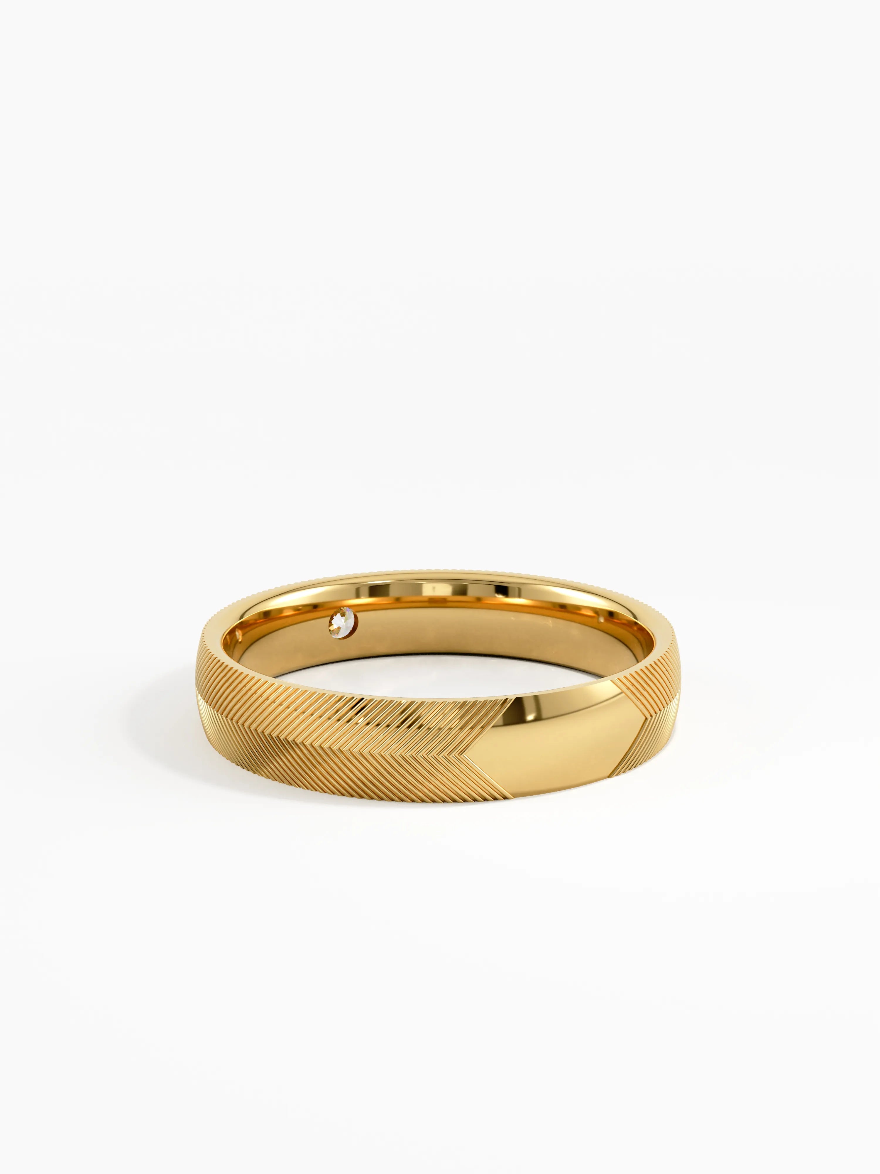 Textured Wedding Band, solid gold ring, view 4 | DiaFifth