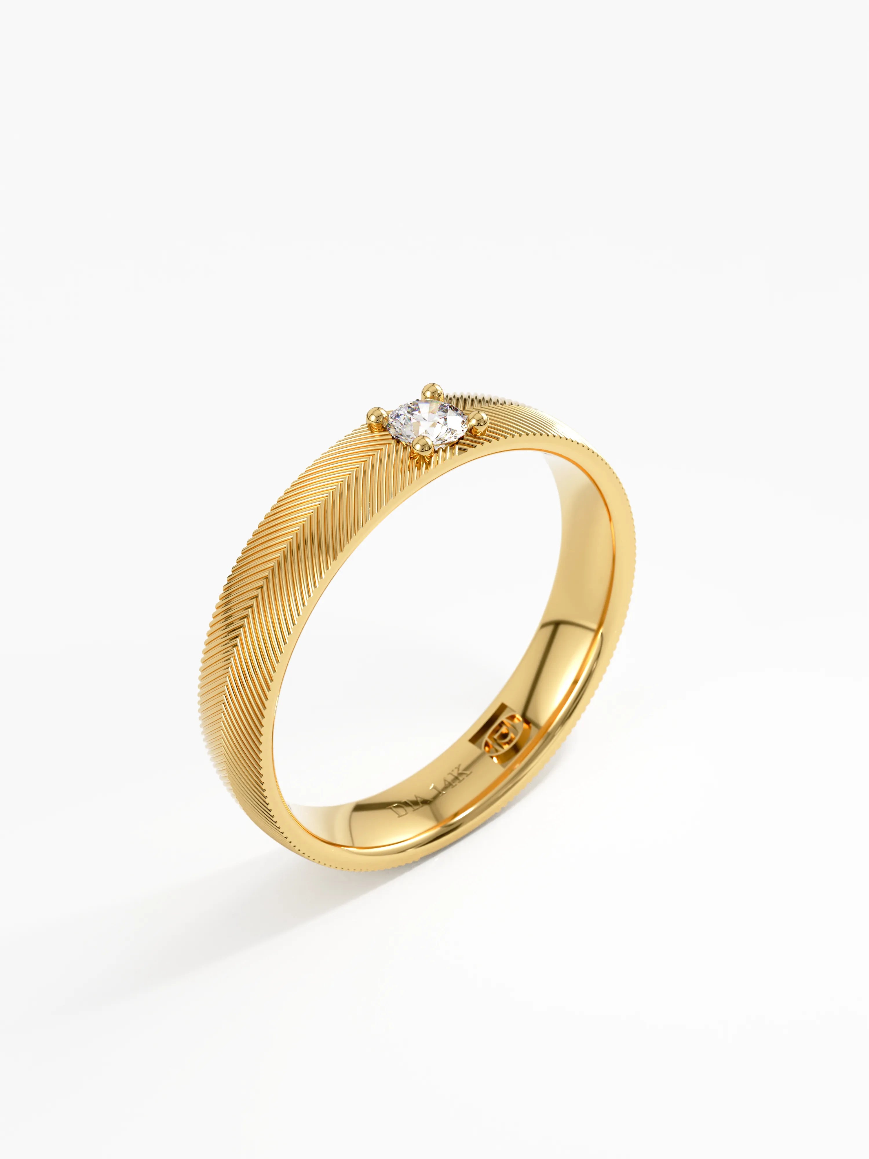 Textured Wedding Band, solid gold ring, view 5 | DiaFifth