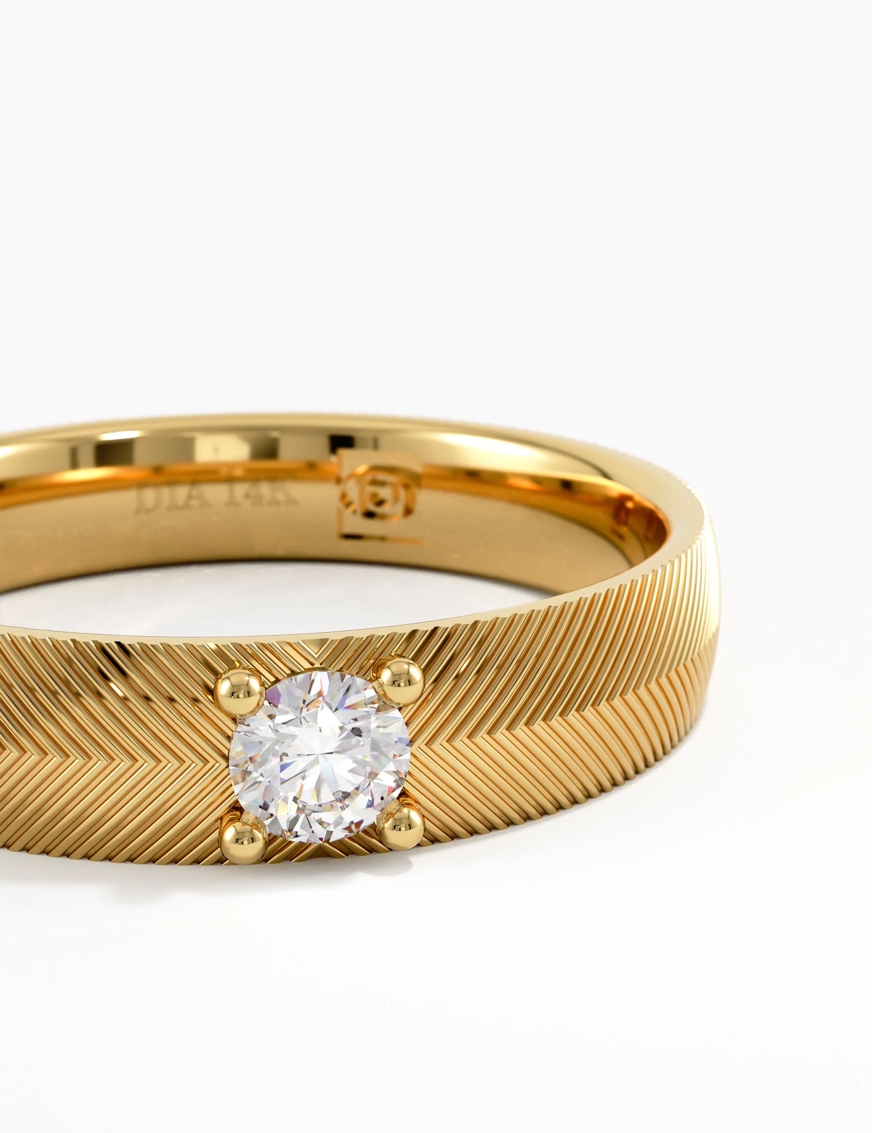 Textured Wedding Band, solid gold ring, view 2 | DiaFifth