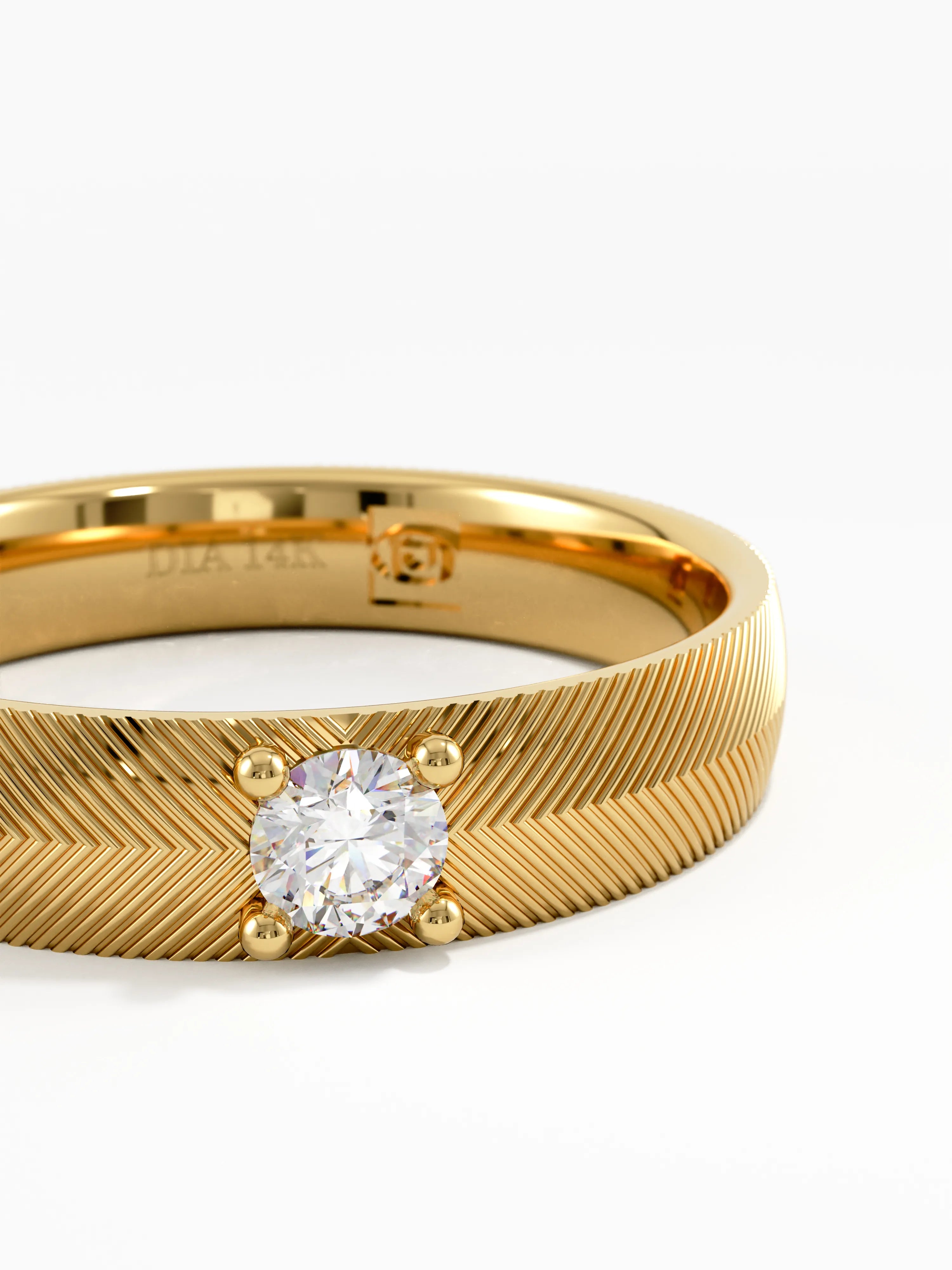 Textured Wedding Band, solid gold ring, view 2 | DiaFifth