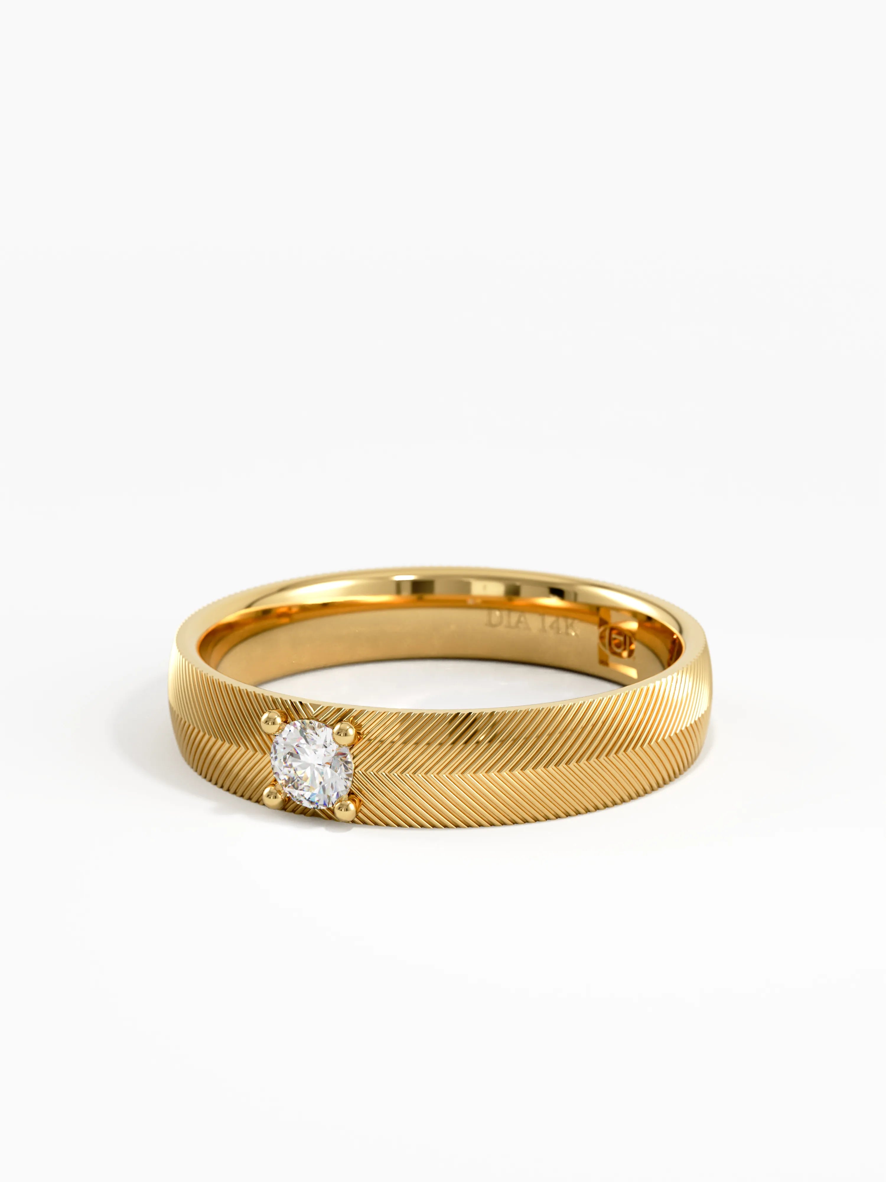 Textured Wedding Band, solid gold ring, view 8 | DiaFifth