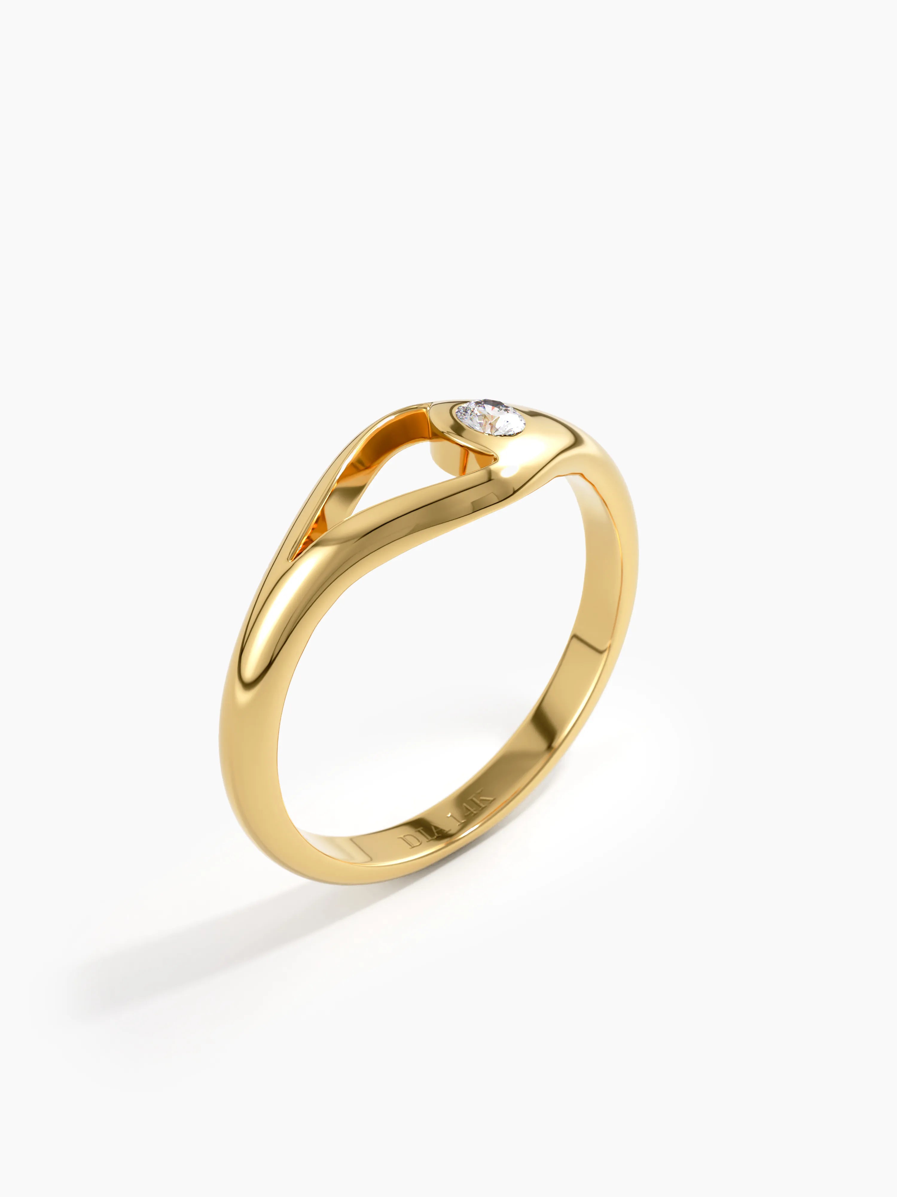 Solo Pinky Ring, solid gold ring, view 5 | DiaFifth