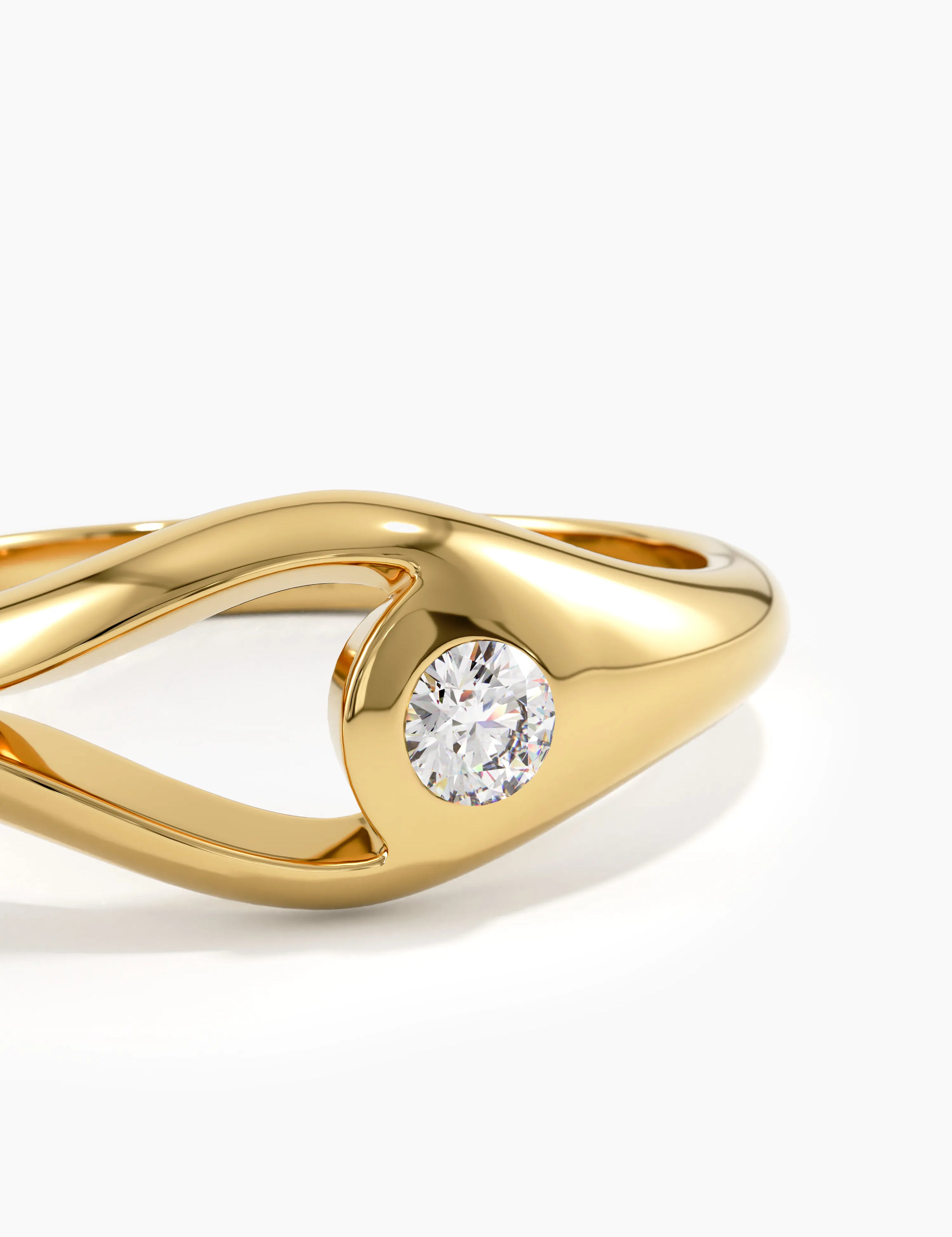 Solo Pinky Ring, solid gold ring, view 2 | DiaFifth