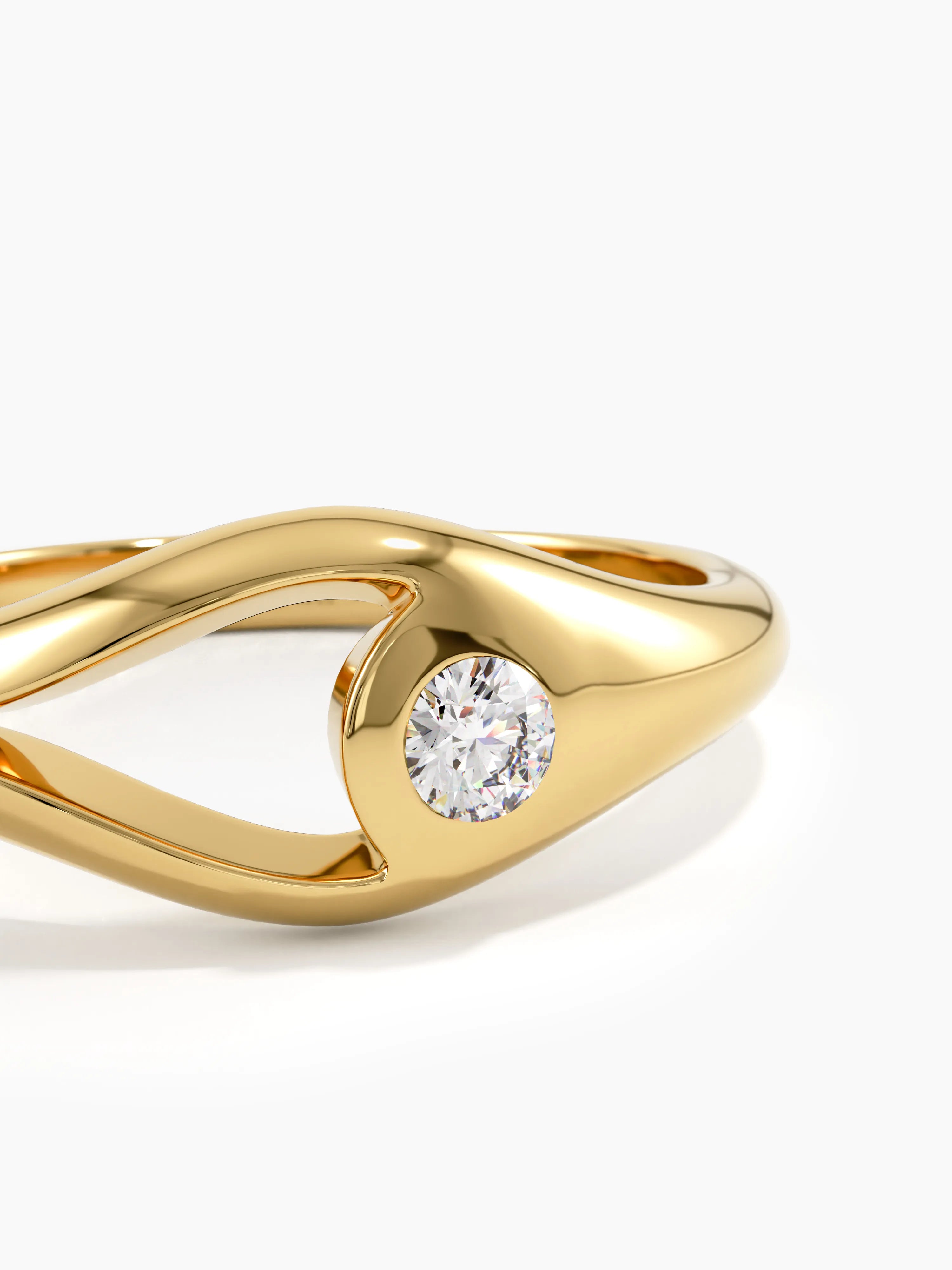 Solo Pinky Ring, solid gold ring, view 2 | DiaFifth
