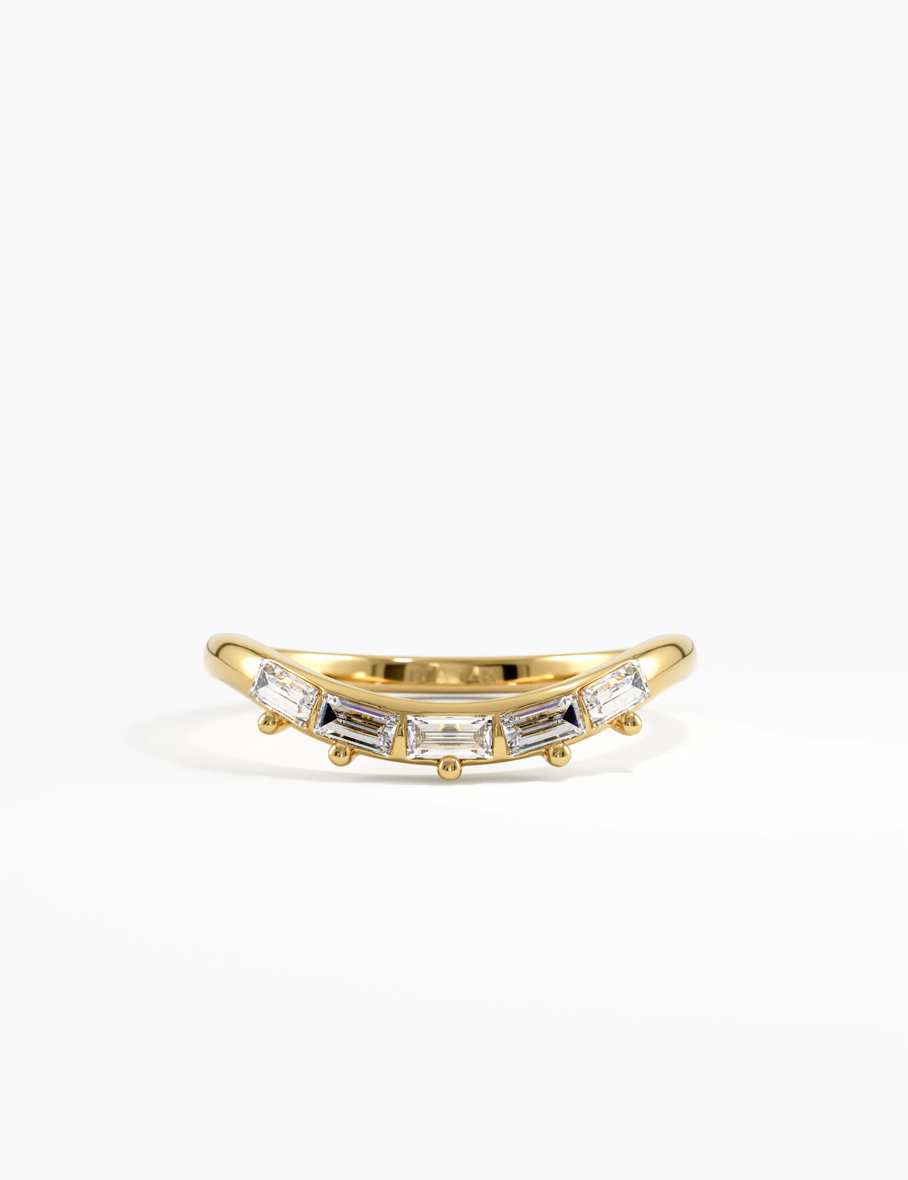 Baguette Curve Ring, solid gold ring | DiaFifth