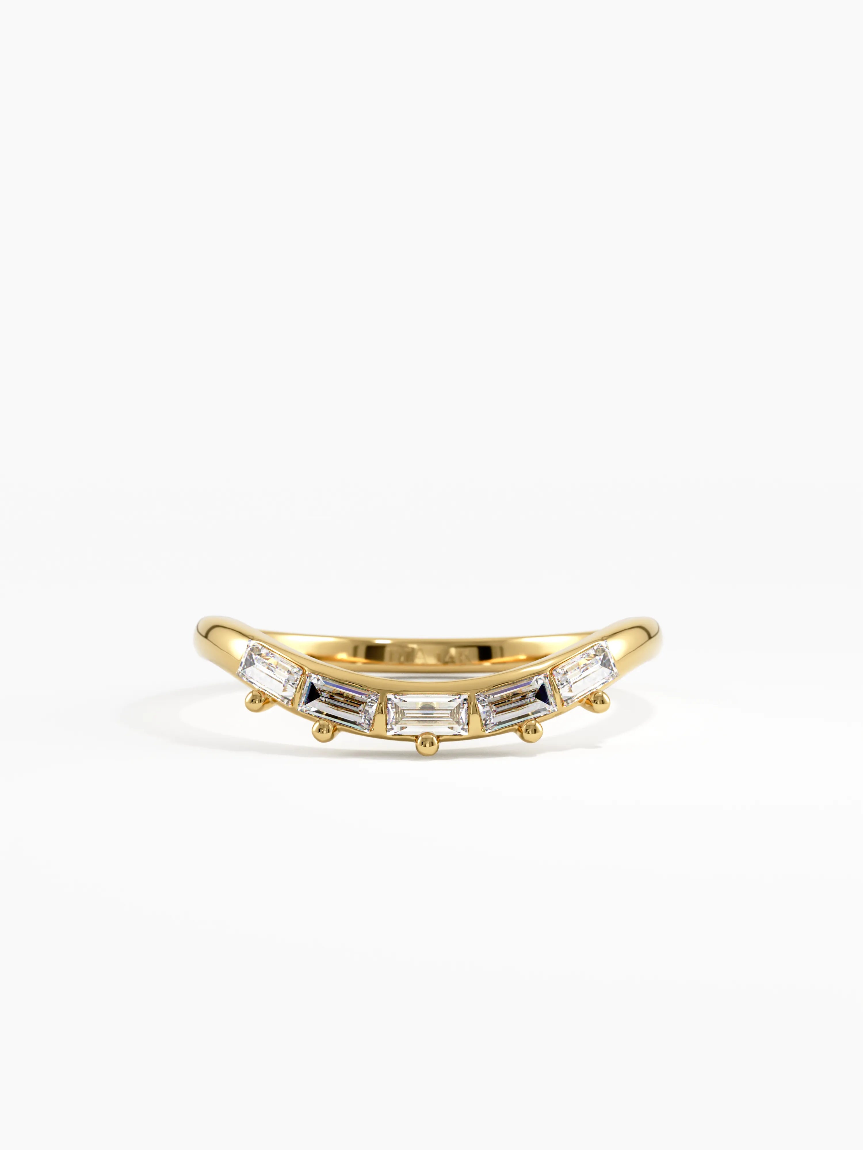 Baguette Curve Ring, solid gold ring | DiaFifth