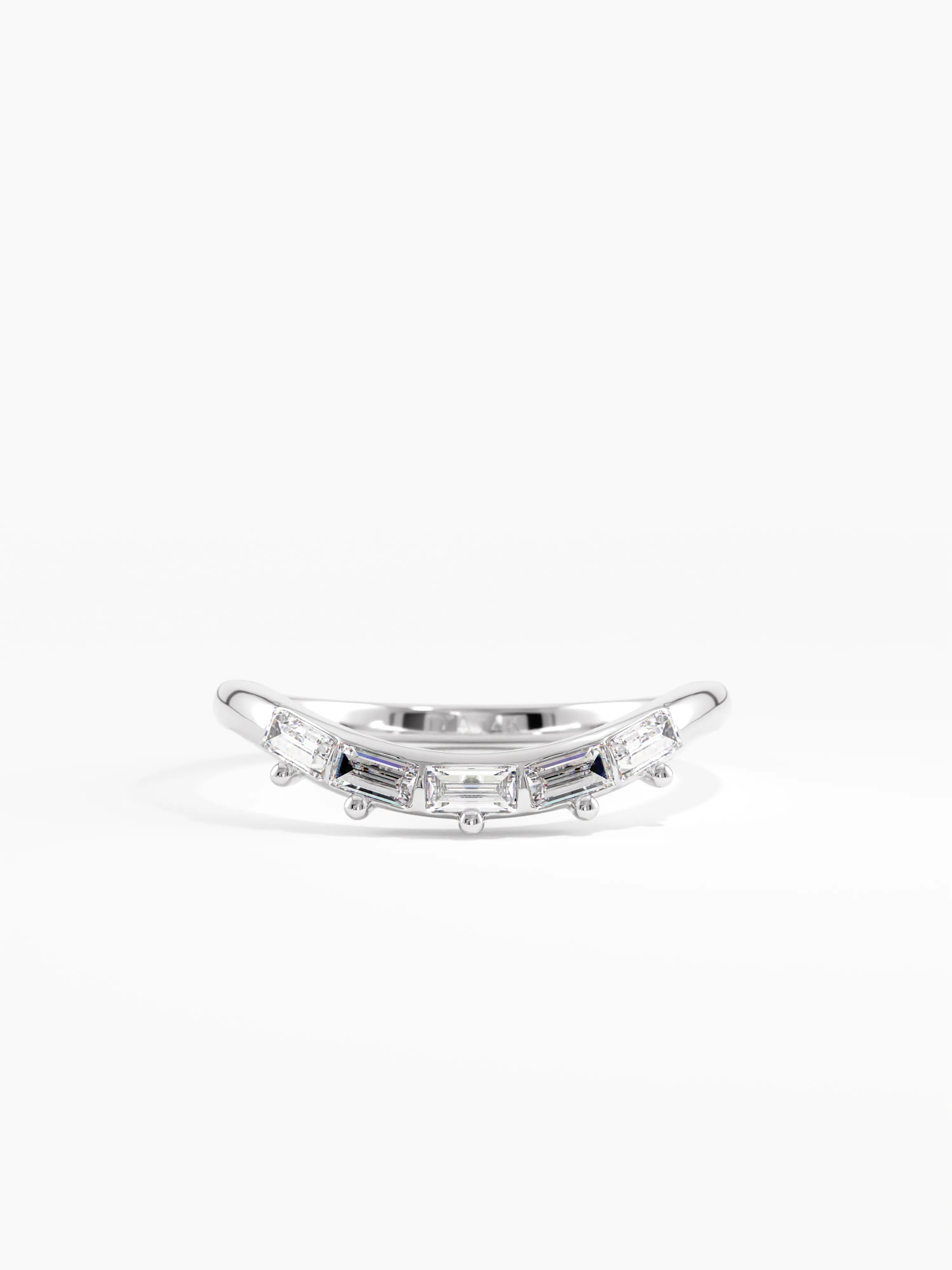 Baguette Curve Ring, solid gold ring, view 7 | DiaFifth