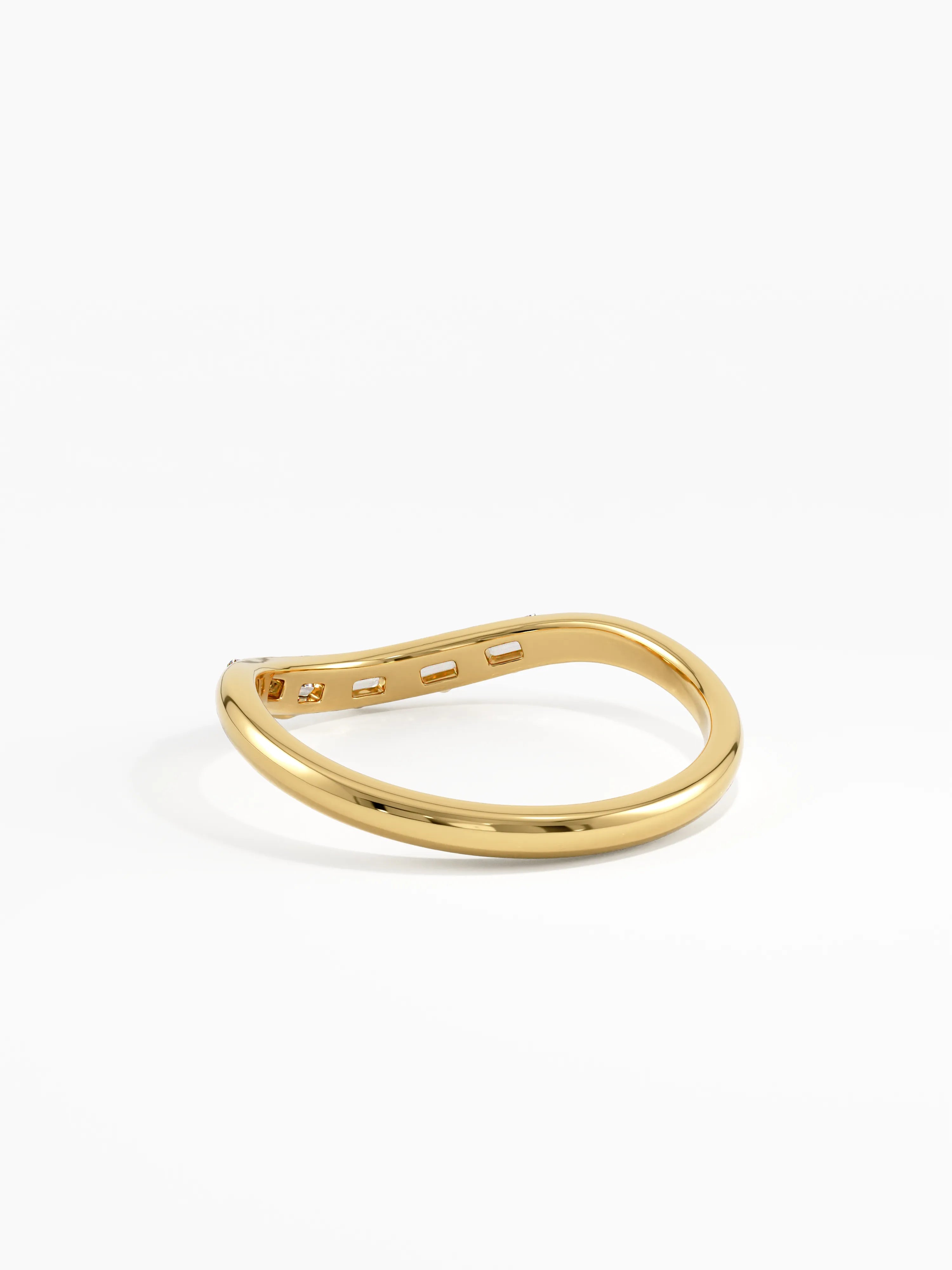 Baguette Curve Ring, solid gold ring, view 4 | DiaFifth