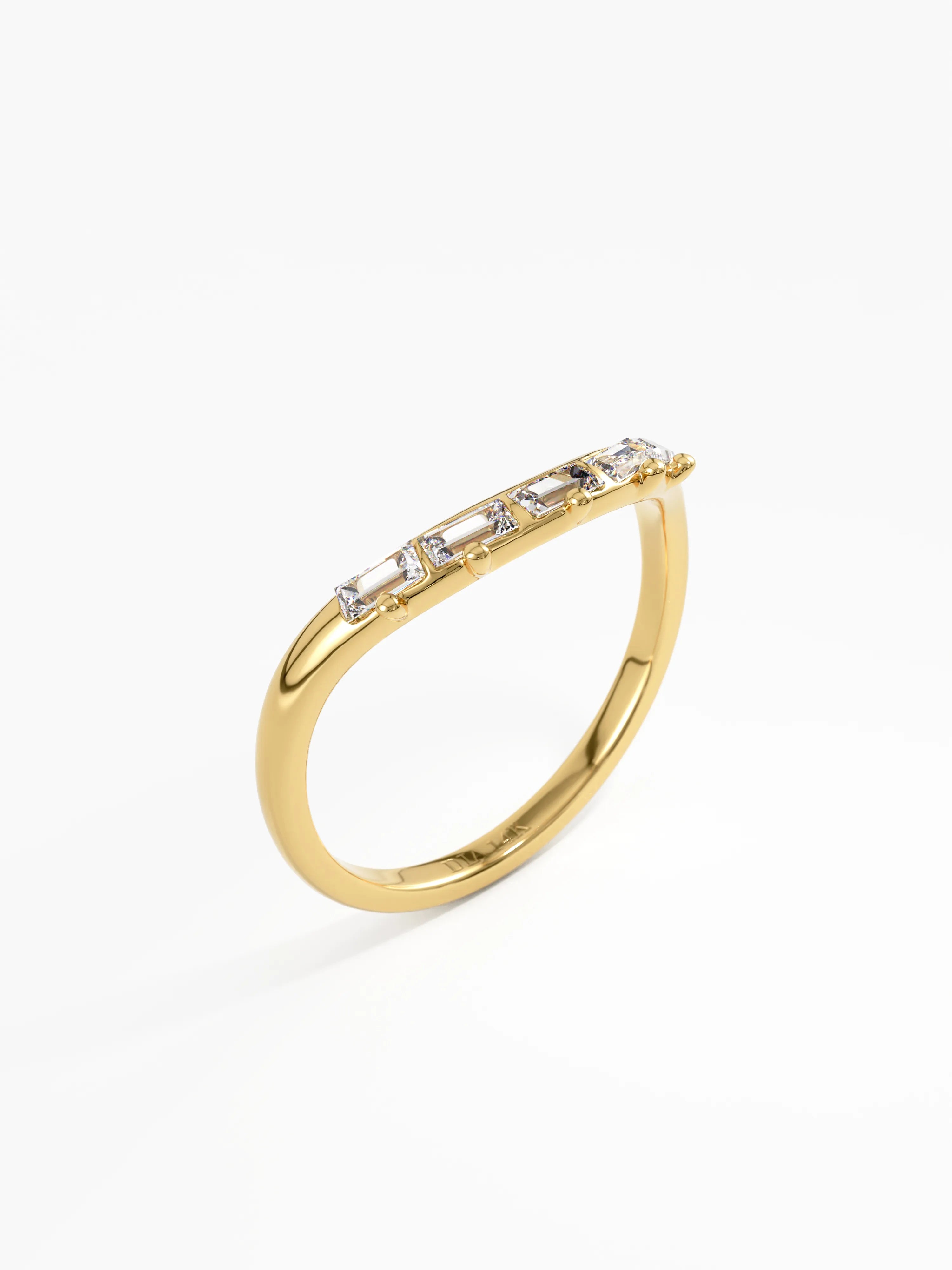 Baguette Curve Ring, solid gold ring, view 5 | DiaFifth
