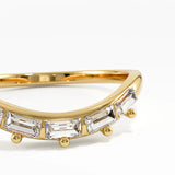 Baguette Curve Ring, solid gold ring, view 2 | DiaFifth