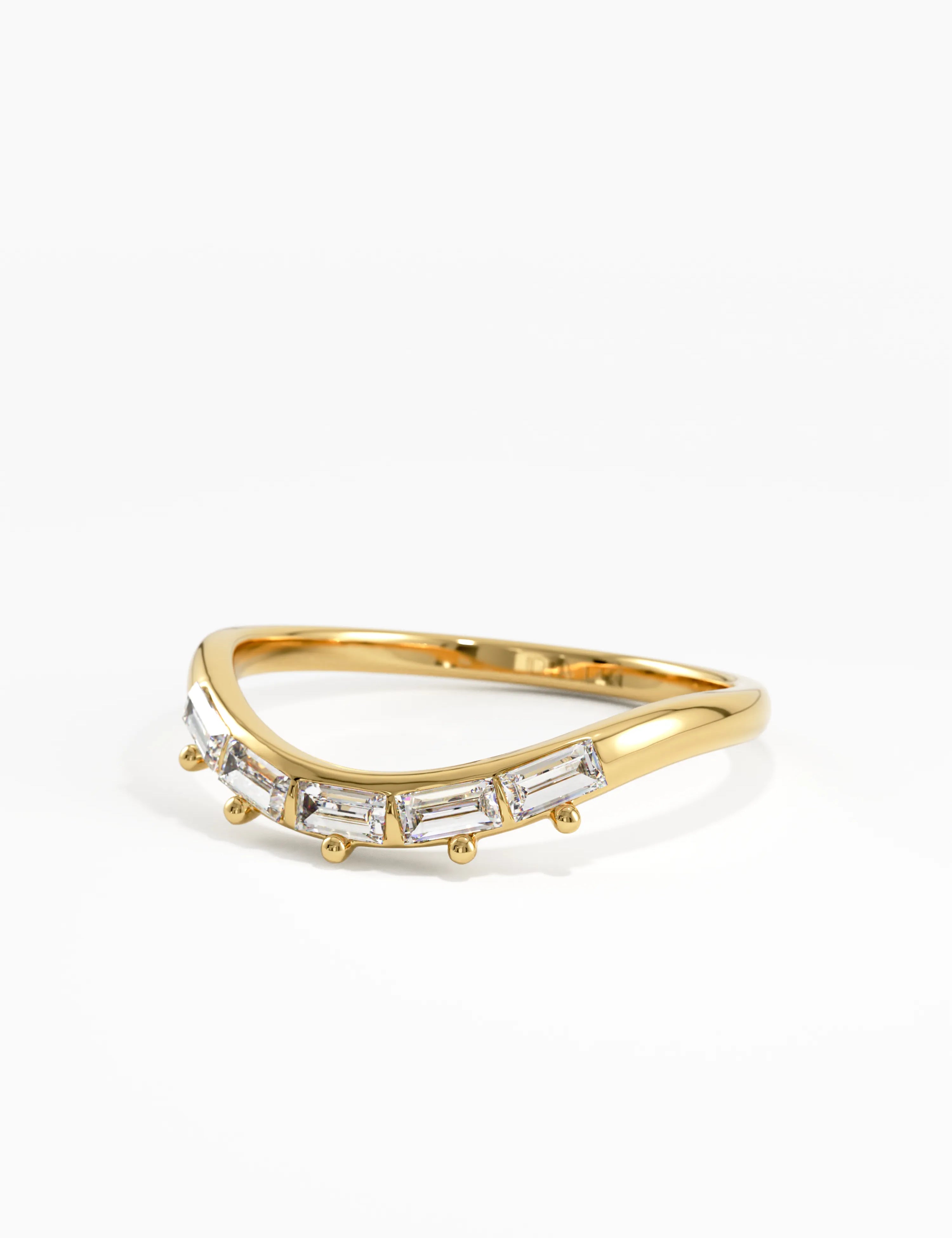 Baguette Curve Ring, solid gold ring, view 8 | DiaFifth