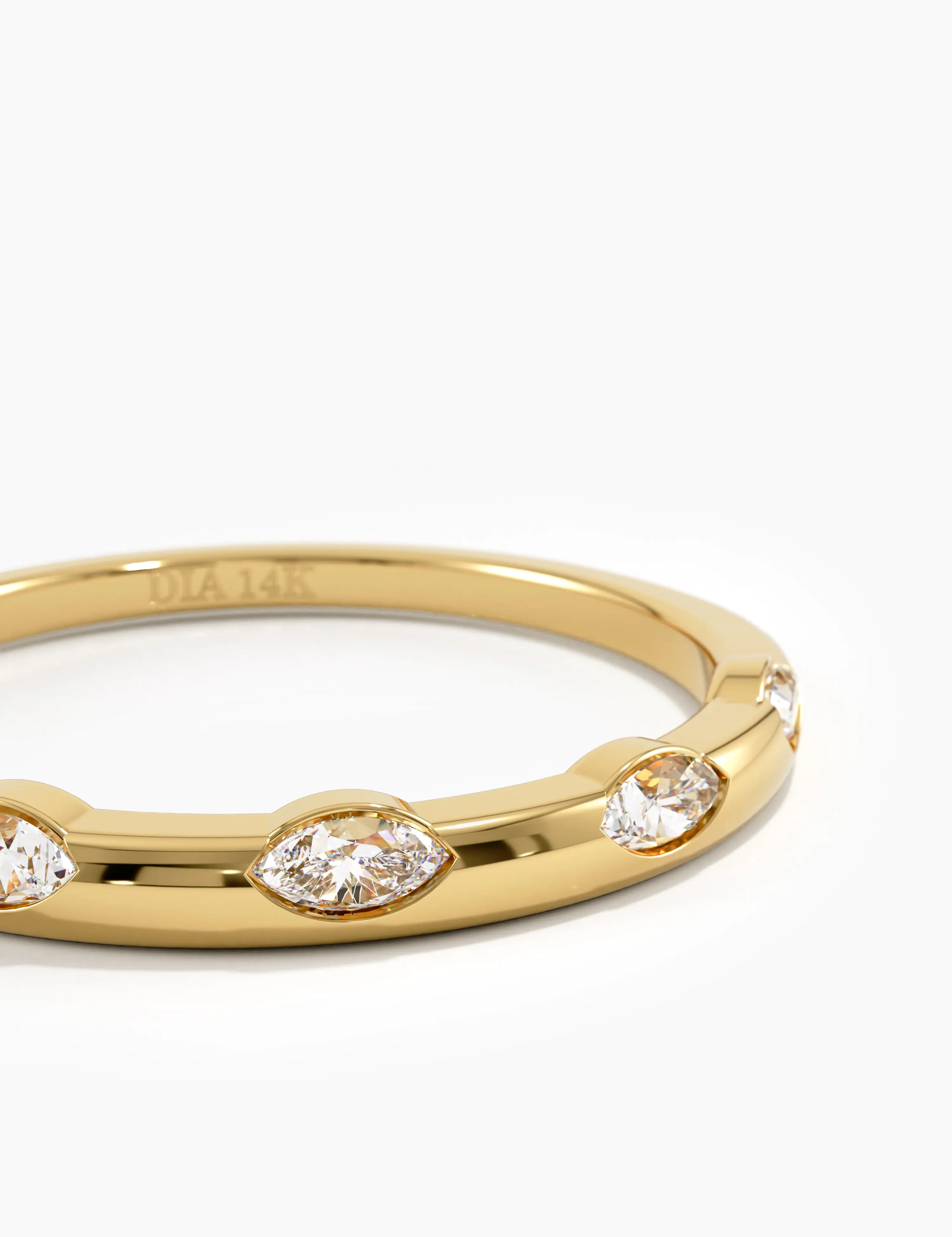 Marquise Slim Stacking Ring, solid gold ring, view 2 | DiaFifth