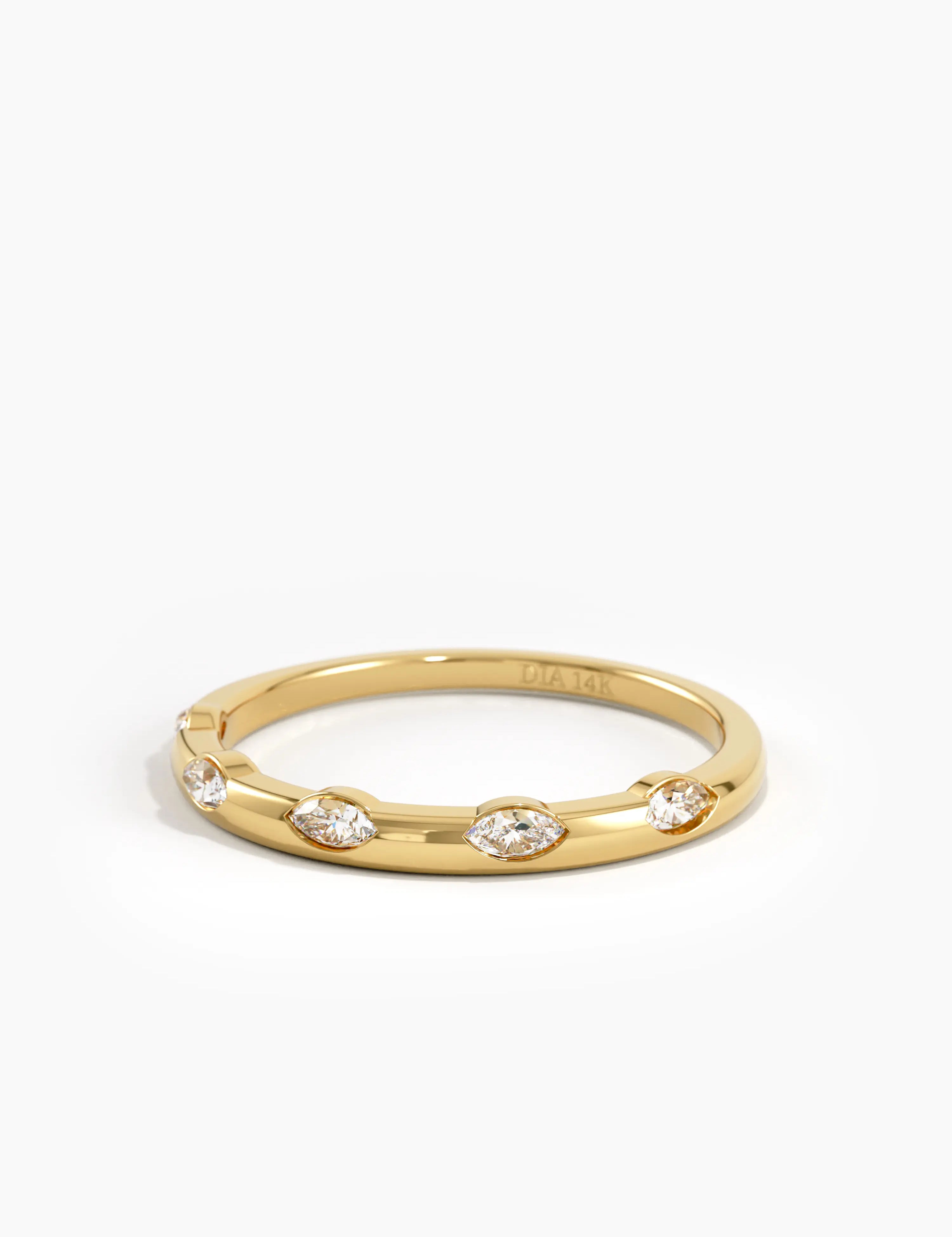Marquise Slim Stacking Ring, solid gold ring, view 4 | DiaFifth