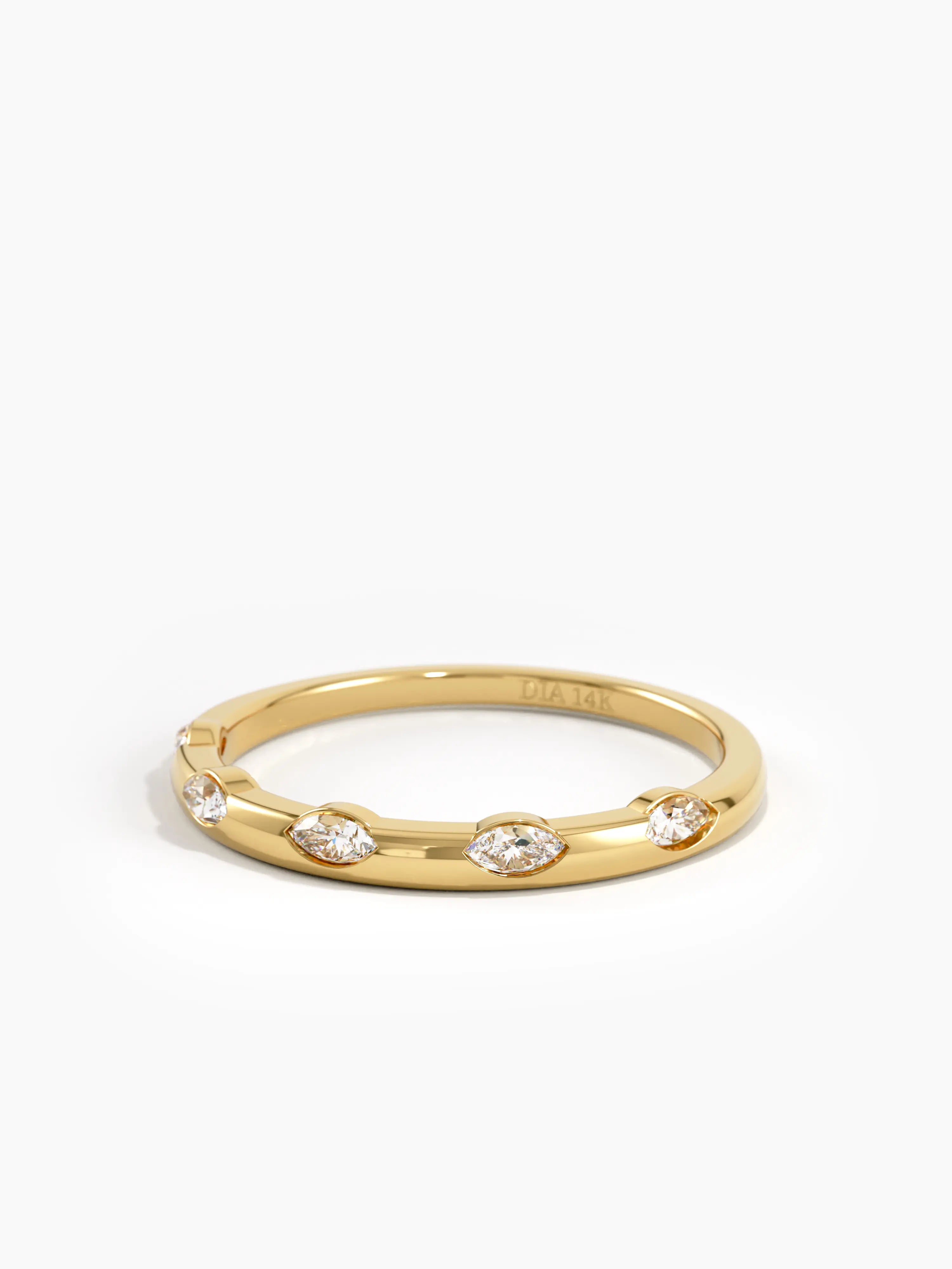 Marquise Slim Stacking Ring, solid gold ring, view 4 | DiaFifth