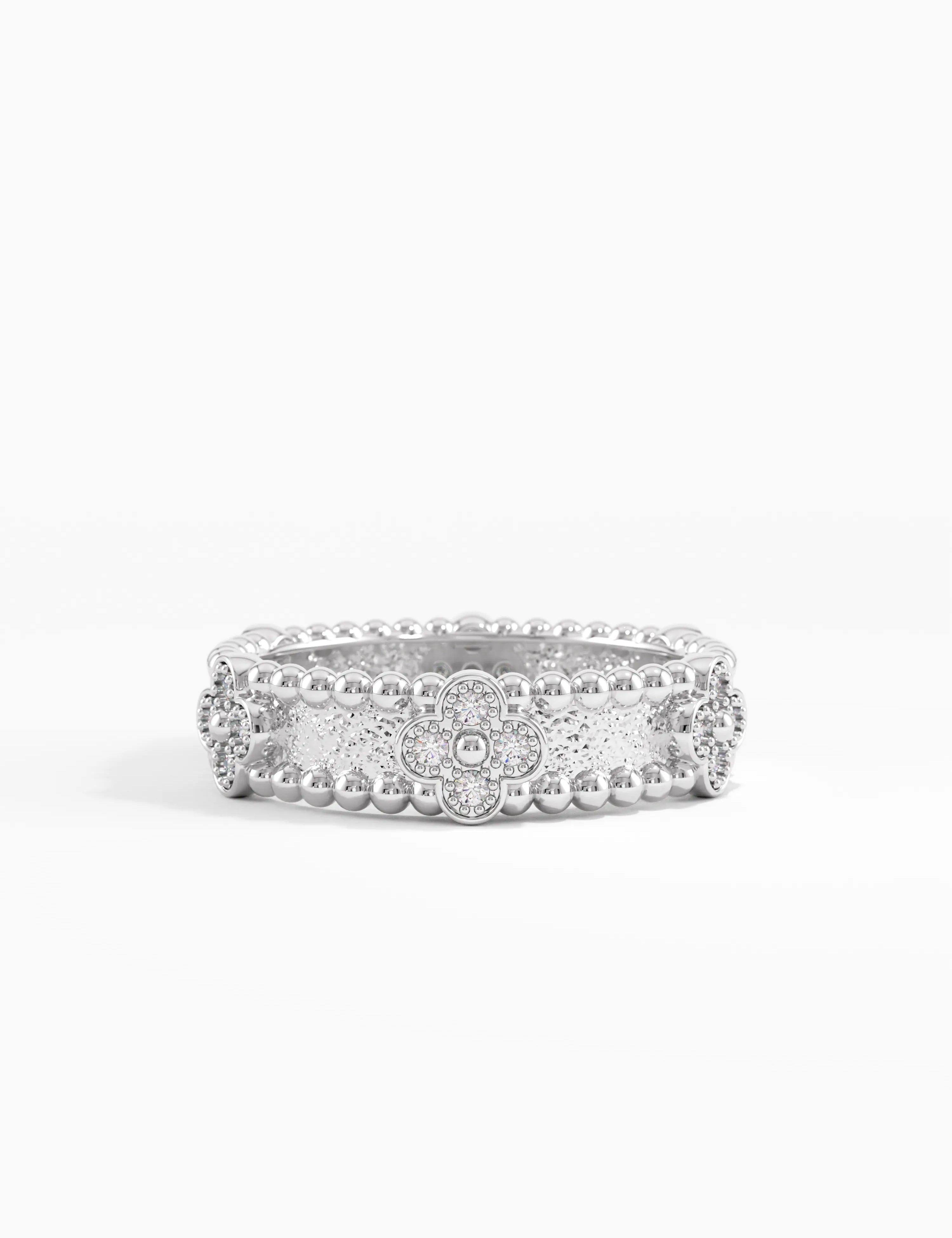 Beaded Cross Wedding Band, solid gold ring, view 7 | DiaFifth