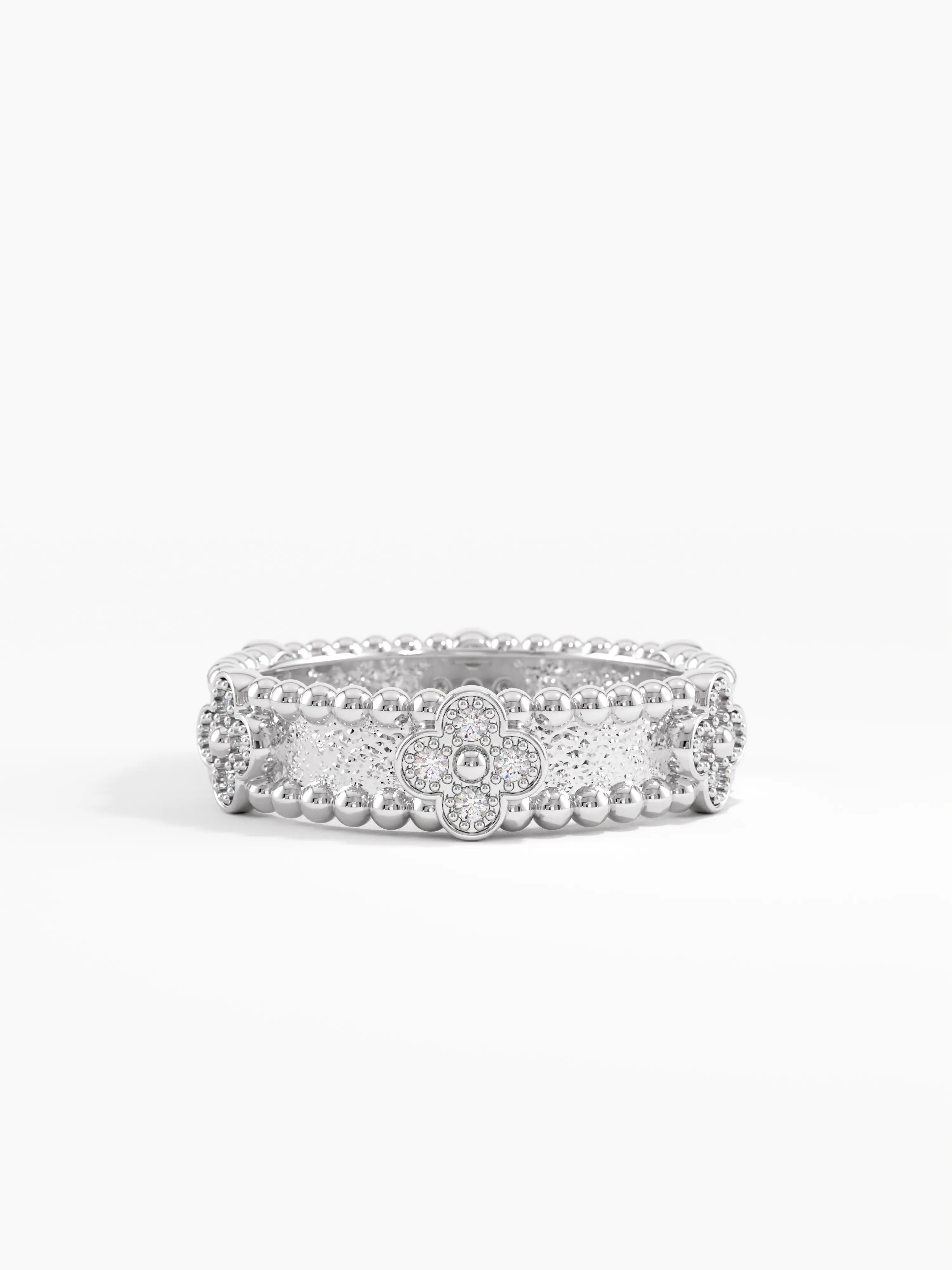 Beaded Cross Wedding Band, solid gold ring, view 7 | DiaFifth