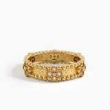 Beaded Cross Wedding Band, solid gold ring, view 8 | DiaFifth