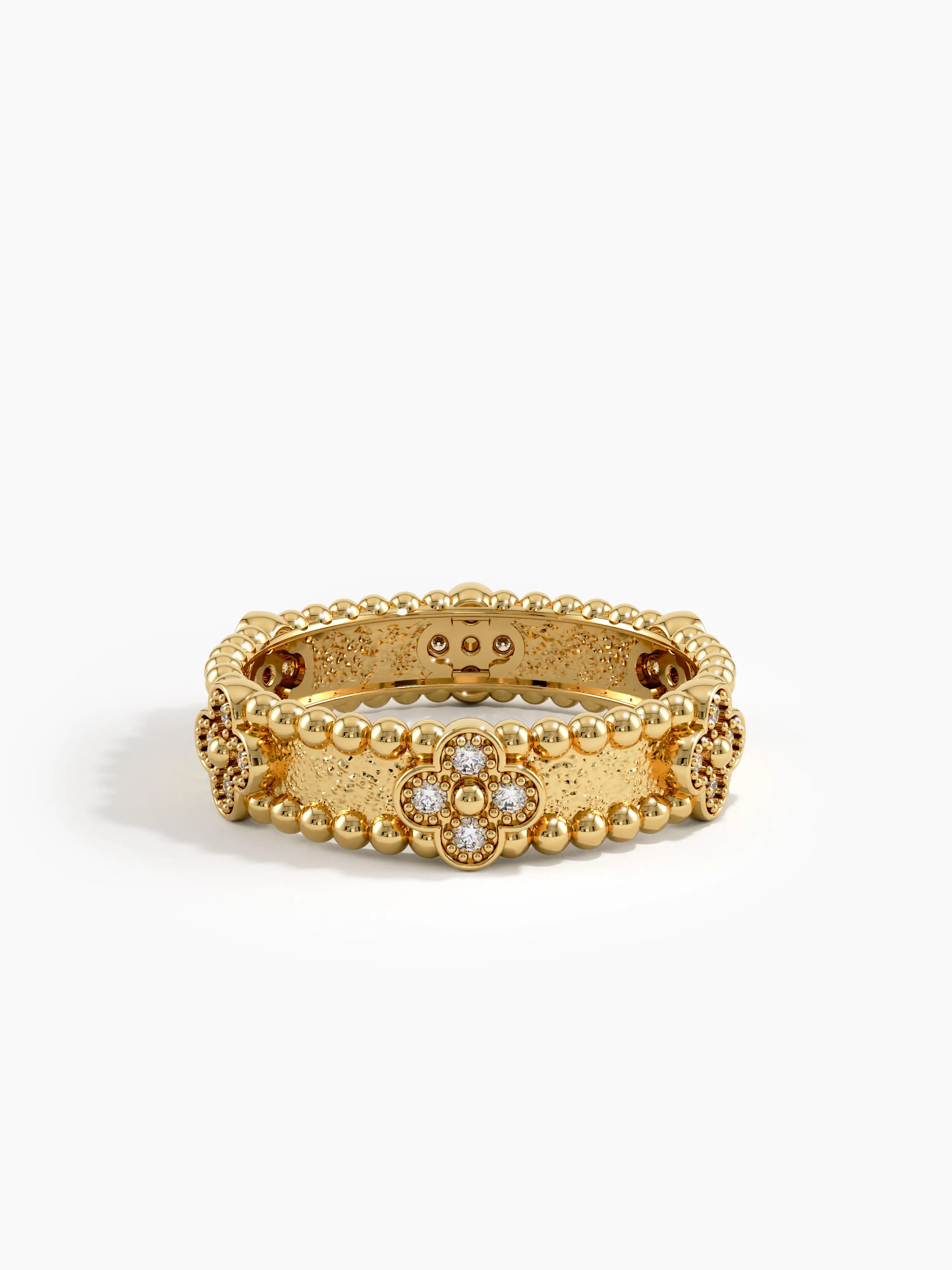 Beaded Cross Wedding Band, solid gold ring, view 8 | DiaFifth