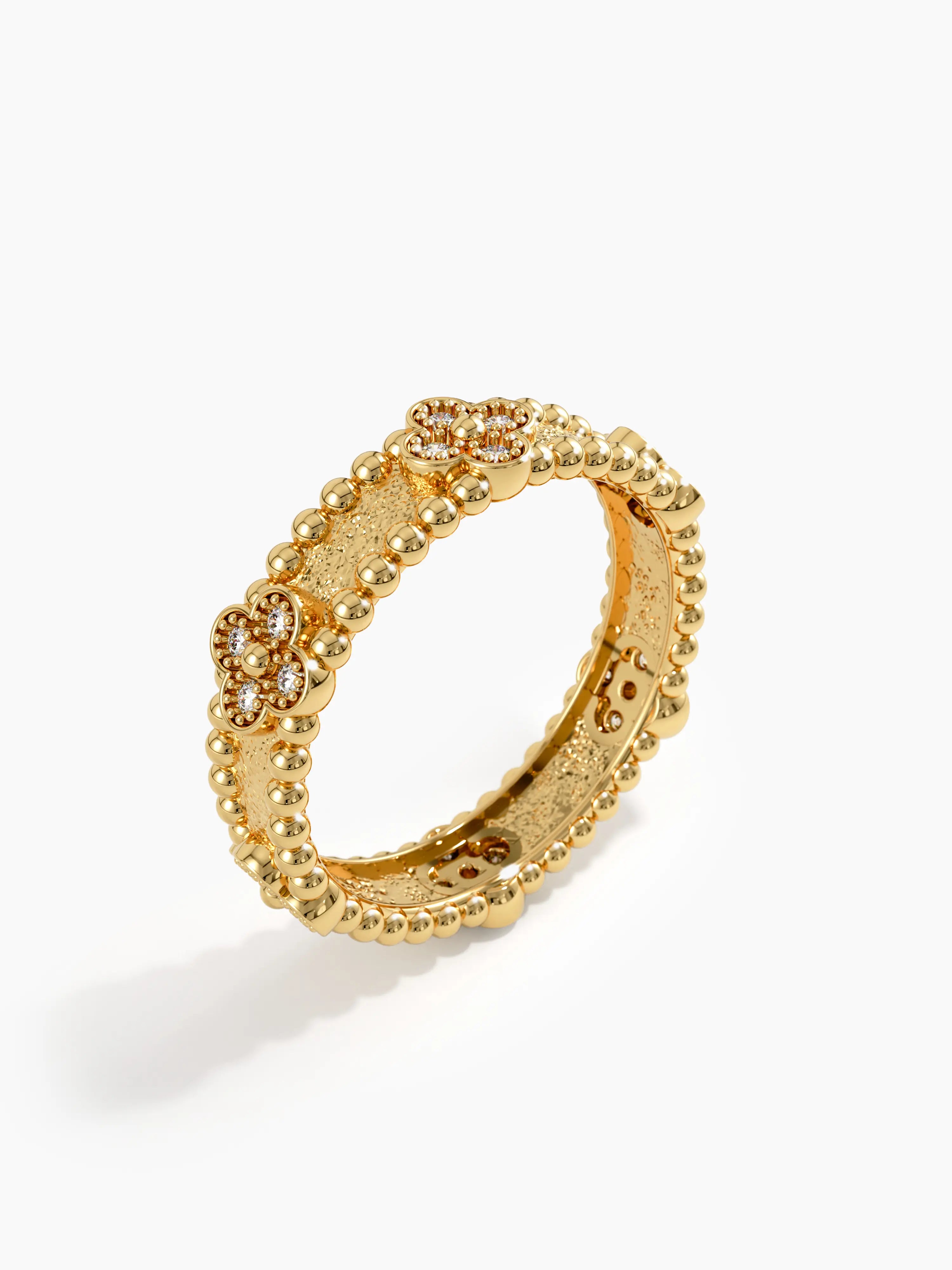 Beaded Cross Wedding Band, solid gold ring, view 5 | DiaFifth