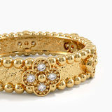 Beaded Cross Wedding Band, solid gold ring, view 2 | DiaFifth