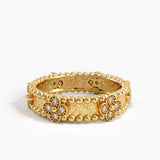 Beaded Cross Wedding Band, solid gold ring, view 4 | DiaFifth