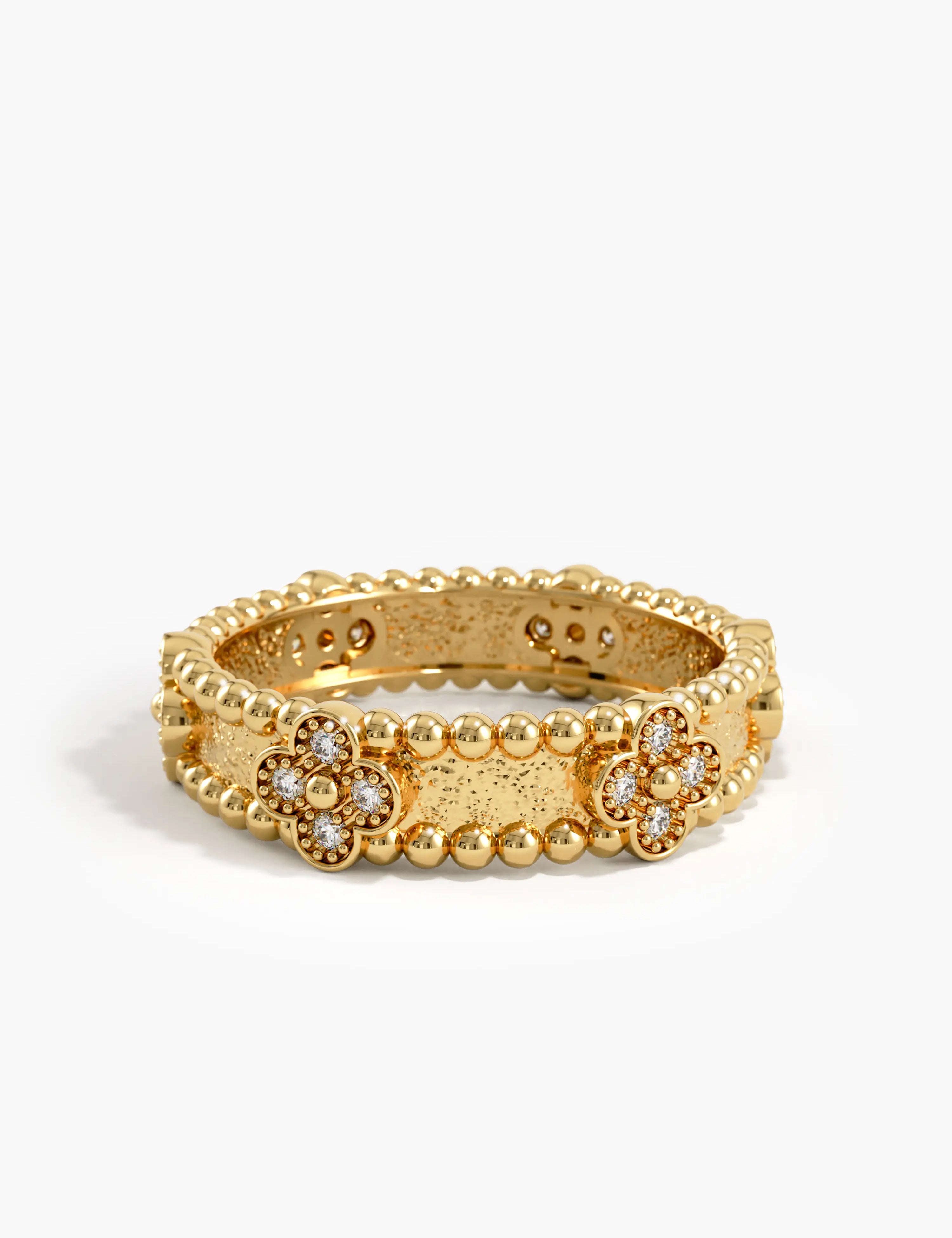 Beaded Cross Wedding Band, solid gold ring, view 4 | DiaFifth