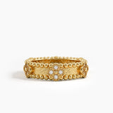 Beaded Cross Wedding Band, solid gold ring | DiaFifth