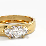 Marquise Dome Engagement Ring, solid gold ring, view 2 | DiaFifth