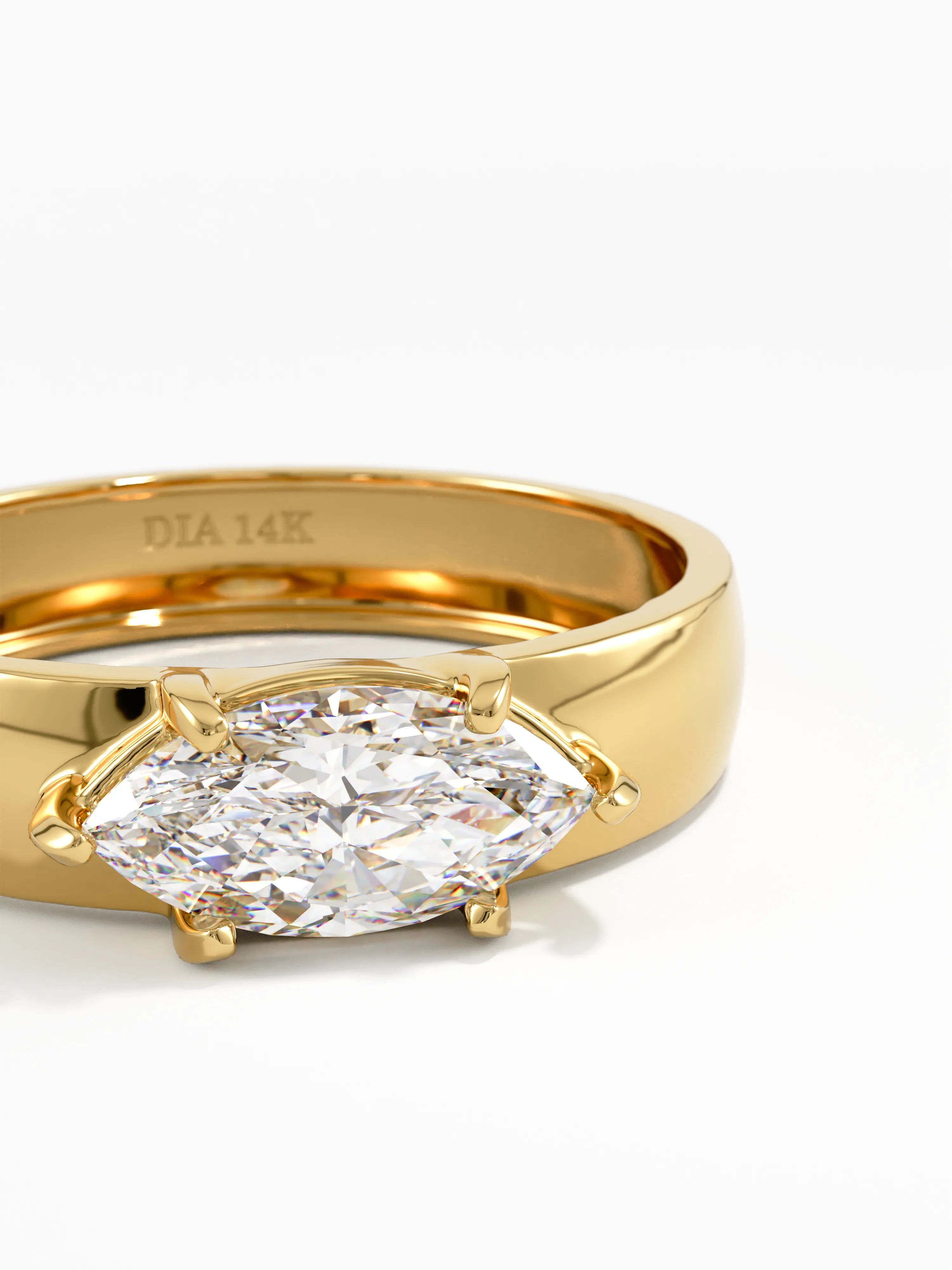Marquise Dome Engagement Ring, solid gold ring, view 2 | DiaFifth